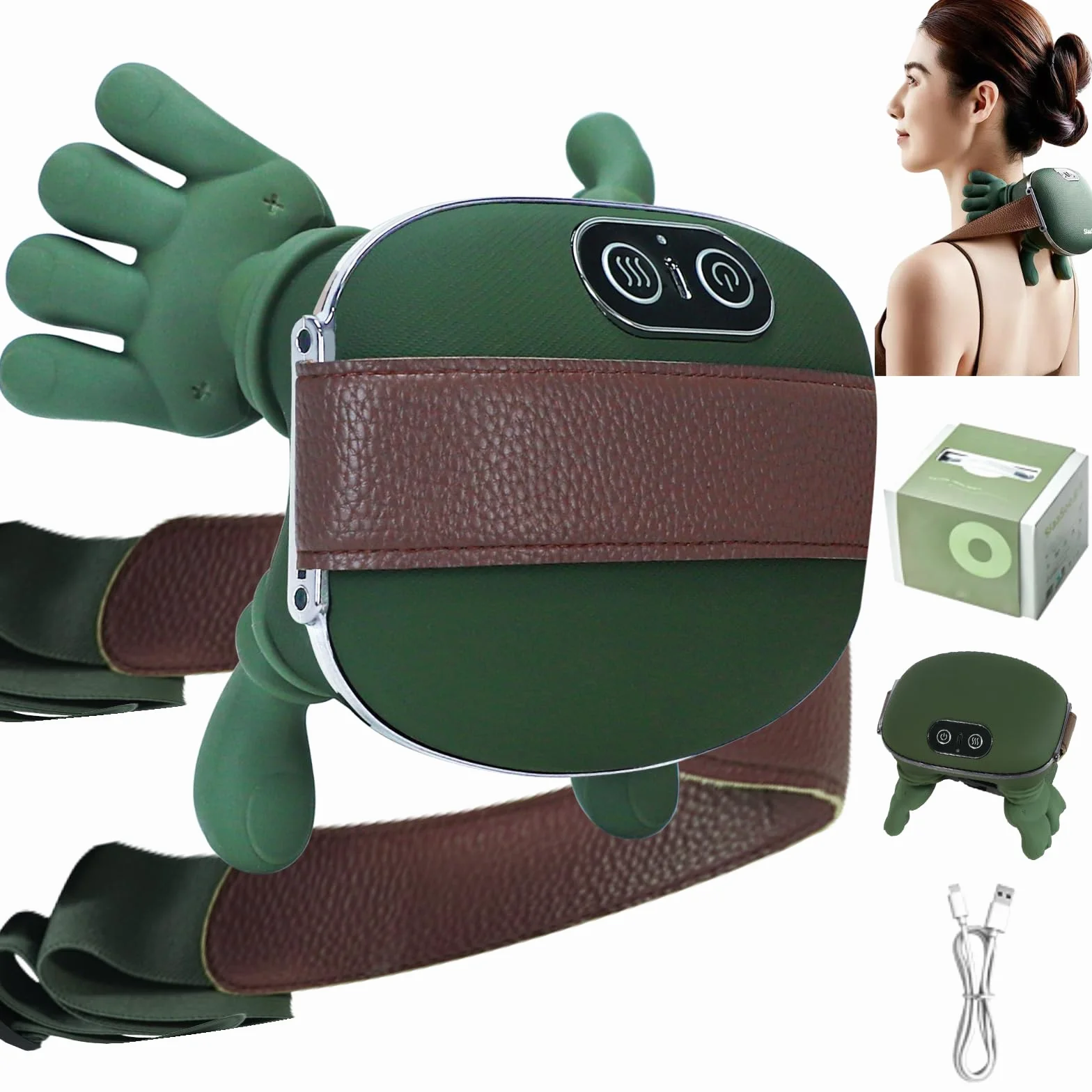 Masajeador Cervical y Espalda con Calor Shiatsu Portátil para Cuello y Hombros