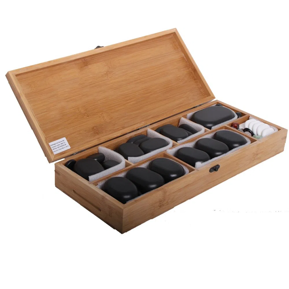 Hot Stone - Masajeador térmico (18 L, incluye 64 piedras) | Juego completo que incluye 64 piedras