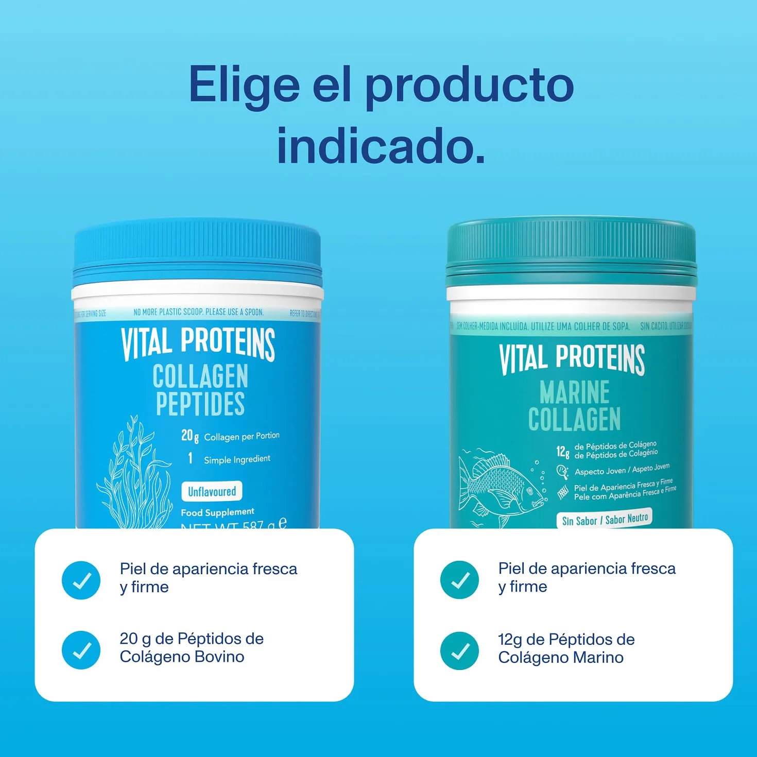 Vital Proteins Péptidos de Colágeno Hidrolizado Tipo I y III, Sin Sabor, 587g