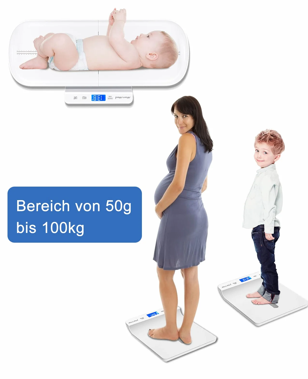 Báscula digital para bebé Bluetooth con aplicación Baby Fit, peso en libras y onzas, multifunción para mascotas y niños