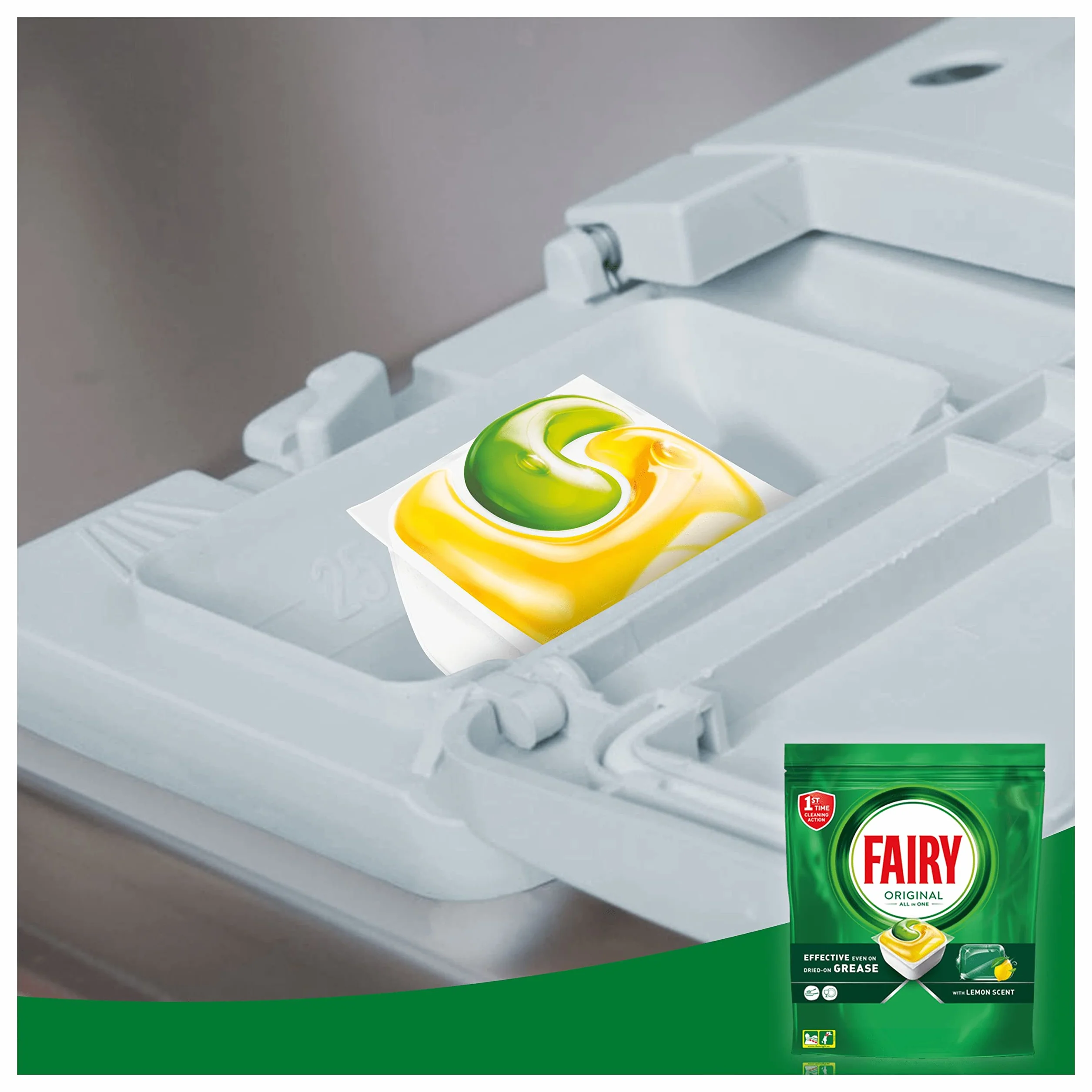 Fairy Original Todo En Uno Pastillas Lavavajillas, 132 Capsulas, Elimina Grasa Reseca, El embalaje puede variar