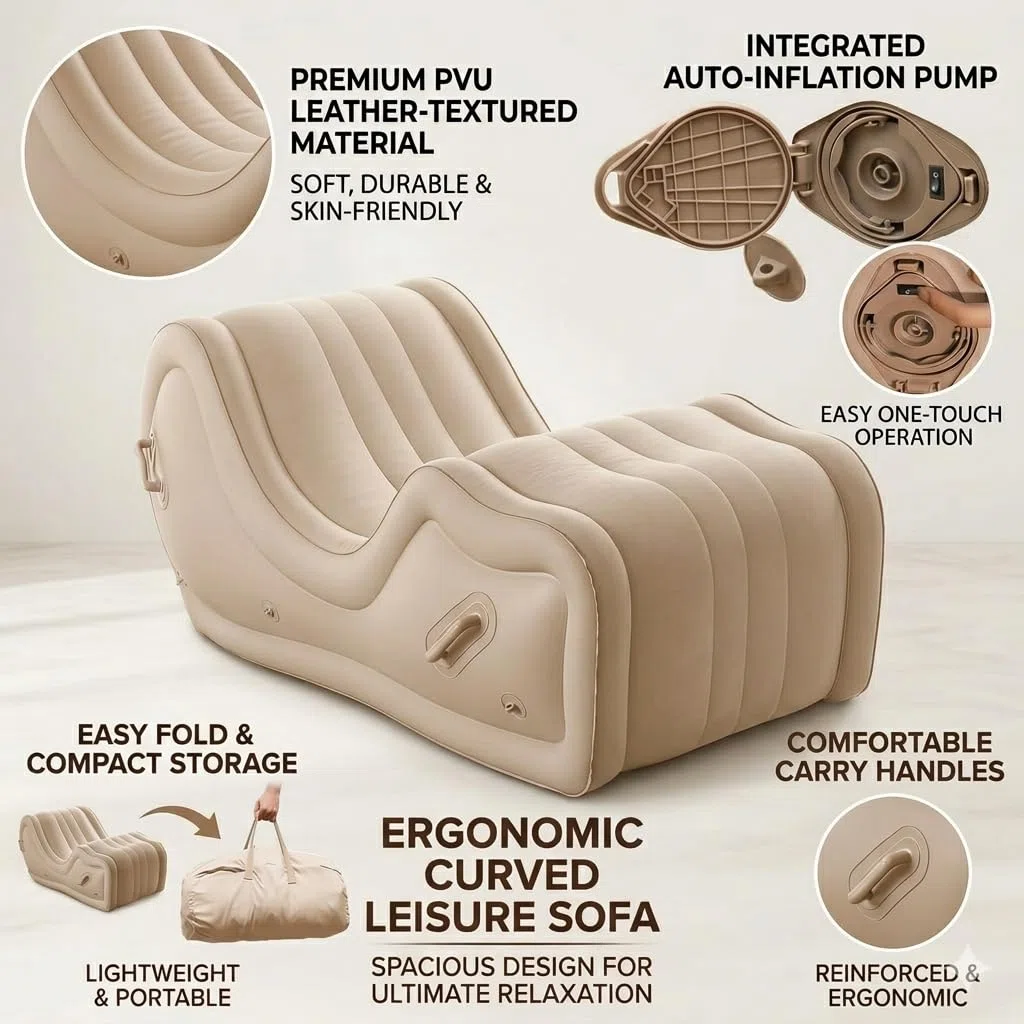 Sofá Sexual Inflable con Bomba Eléctrica Automática – Muebles BDSM & Bondage para Parejas – Cojín de Posicionamiento/Rampa de Cama Erótica – Juegos SM para Adultos Mujeres & Hombres