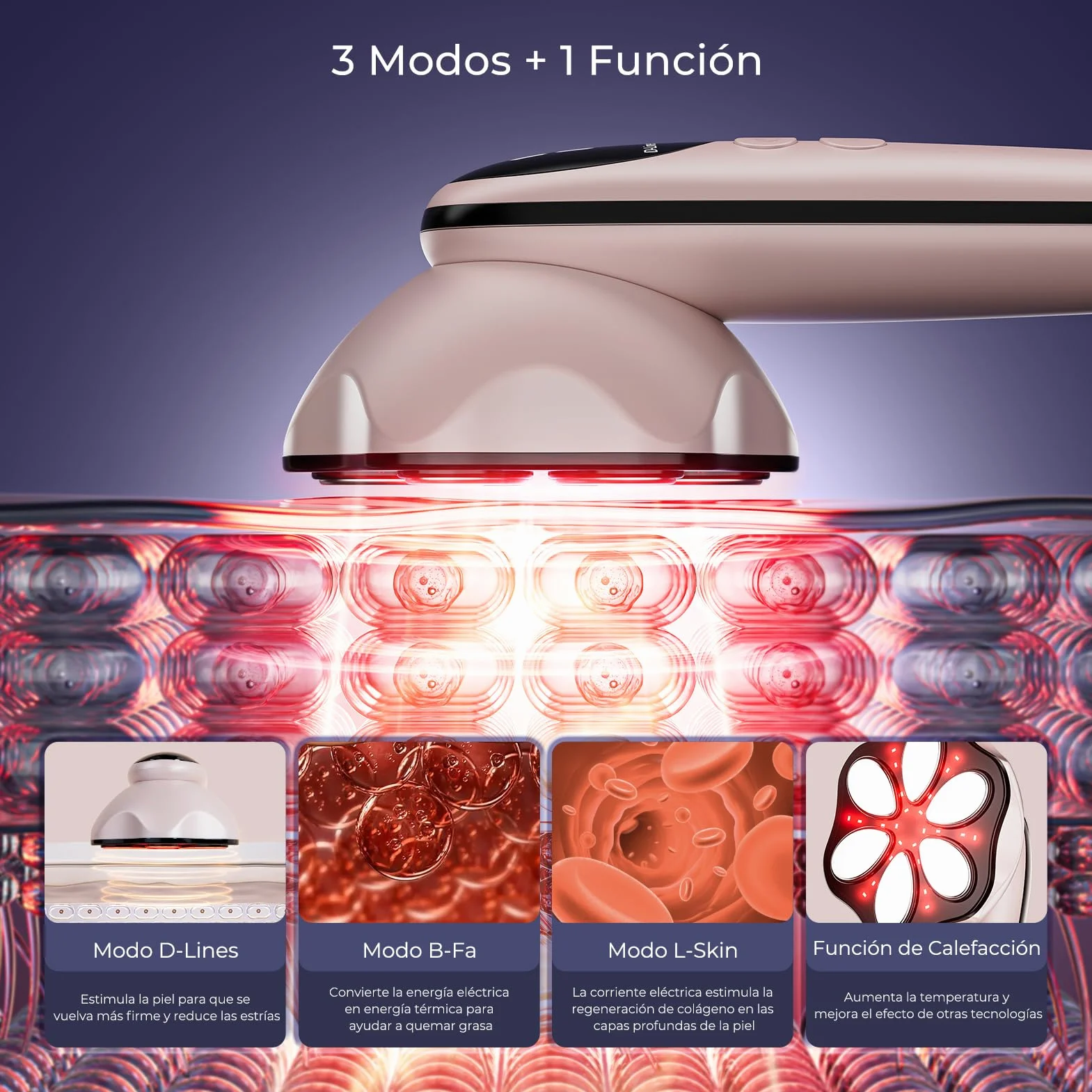 Masajeador Anticelulítico Profesional Eléctrico para Mujeres y Hombres, Oro Rosa