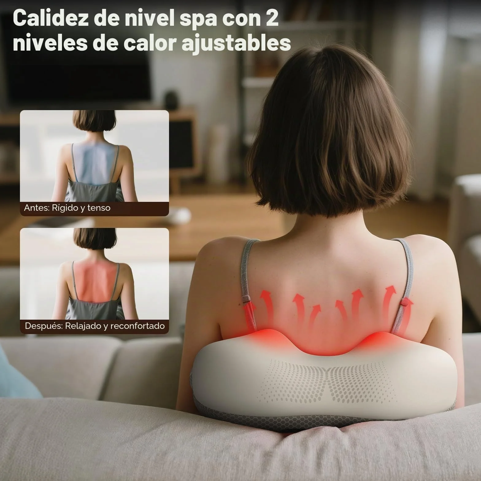 Arboleaf Cojín de Masajeador Shiatsu con Bluetooth y Control por APP, Masajeador de Cuello, Espalda y Lumbar con Calor