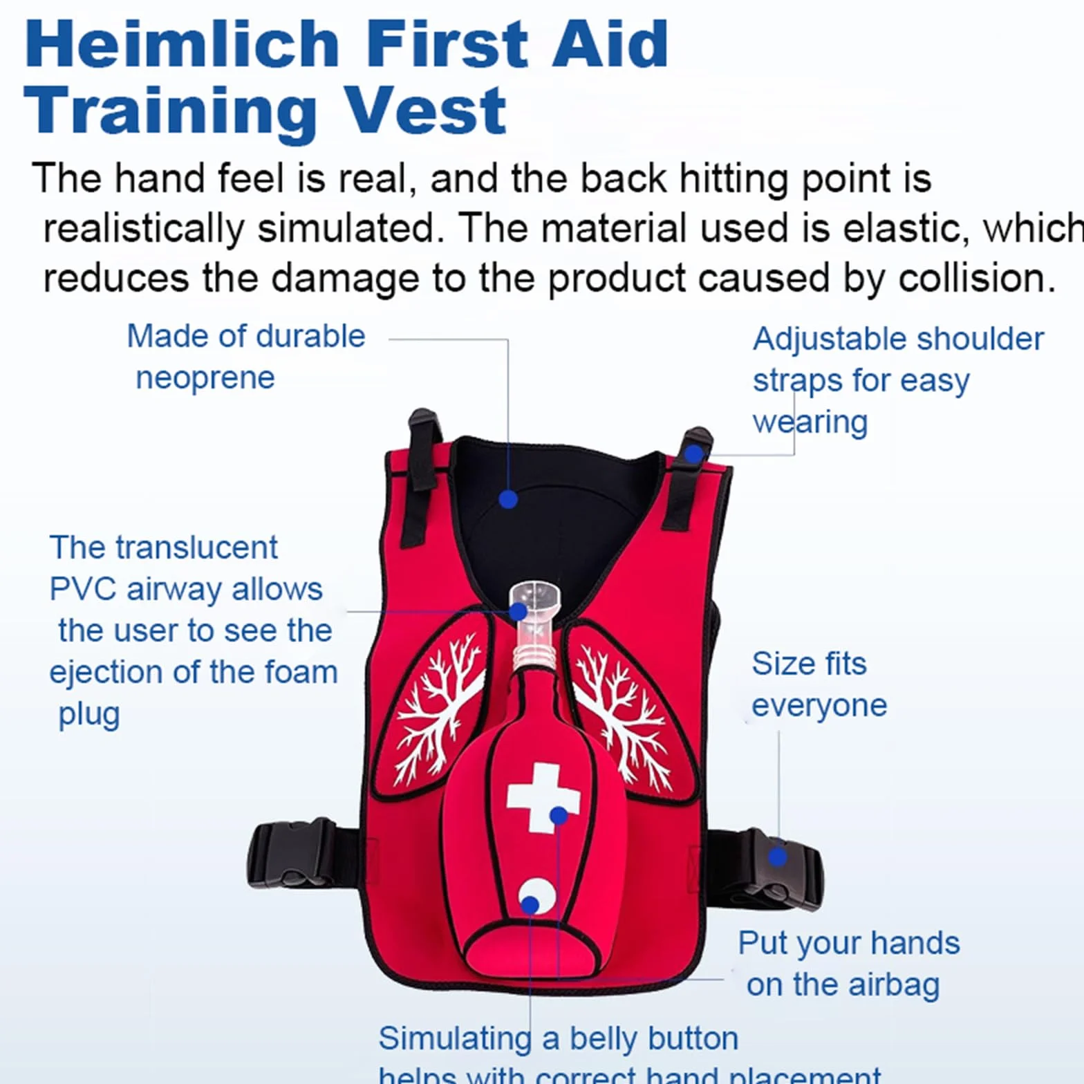 Chaleco De Entrenamiento Profesional Heimlich, Chaleco De Entrenamiento Antiasfixia Y ObstruccióN, Domina Las TéCnicas De Primeros Auxilios, Duradero Y Resistente Al Desgaste Adult