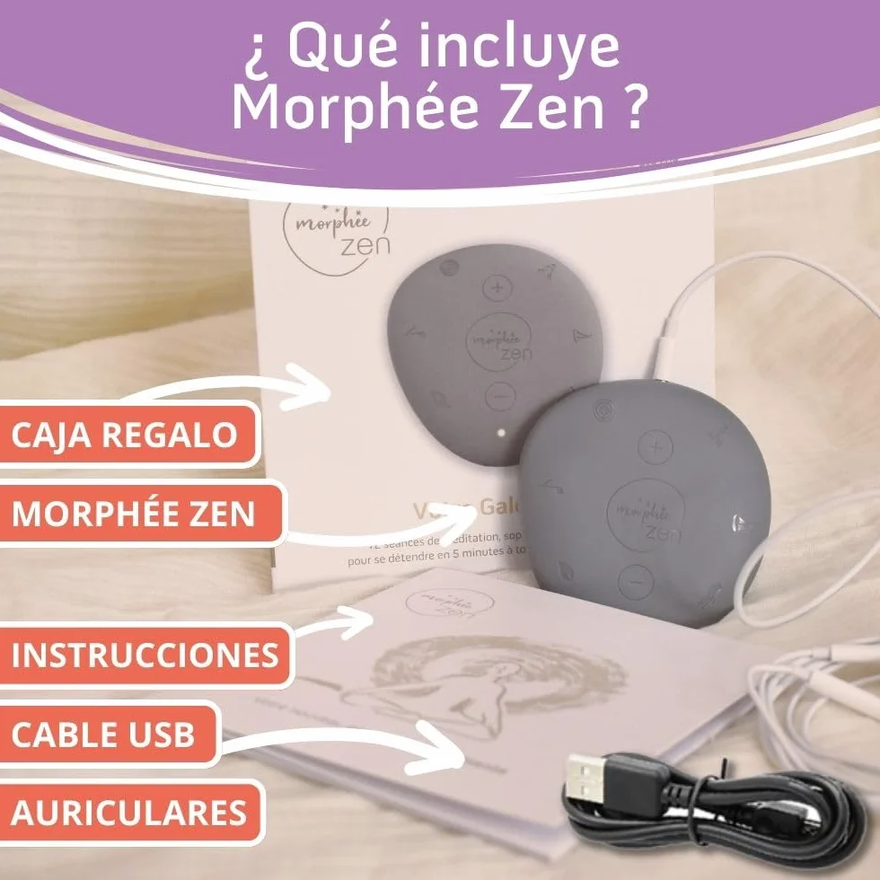 Morphée Zen | La Maquina de Meditación para la Relajación Instantánea | Antiestrés, Relajación Profunda, Portátil | Musica Relajante, Sesiones de Meditación, Ruido blanco | 72 sesiones en 4 idiomas