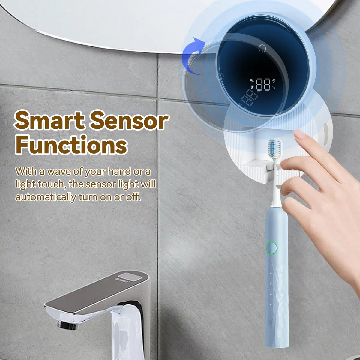 3 en 1 UV desinfectante cepillo de dientes titular con secado, desinfectante de cepillo de dientes eléctrico, desinfectante portátil UV, sin perforar el soporte del cepillo de sensor automático