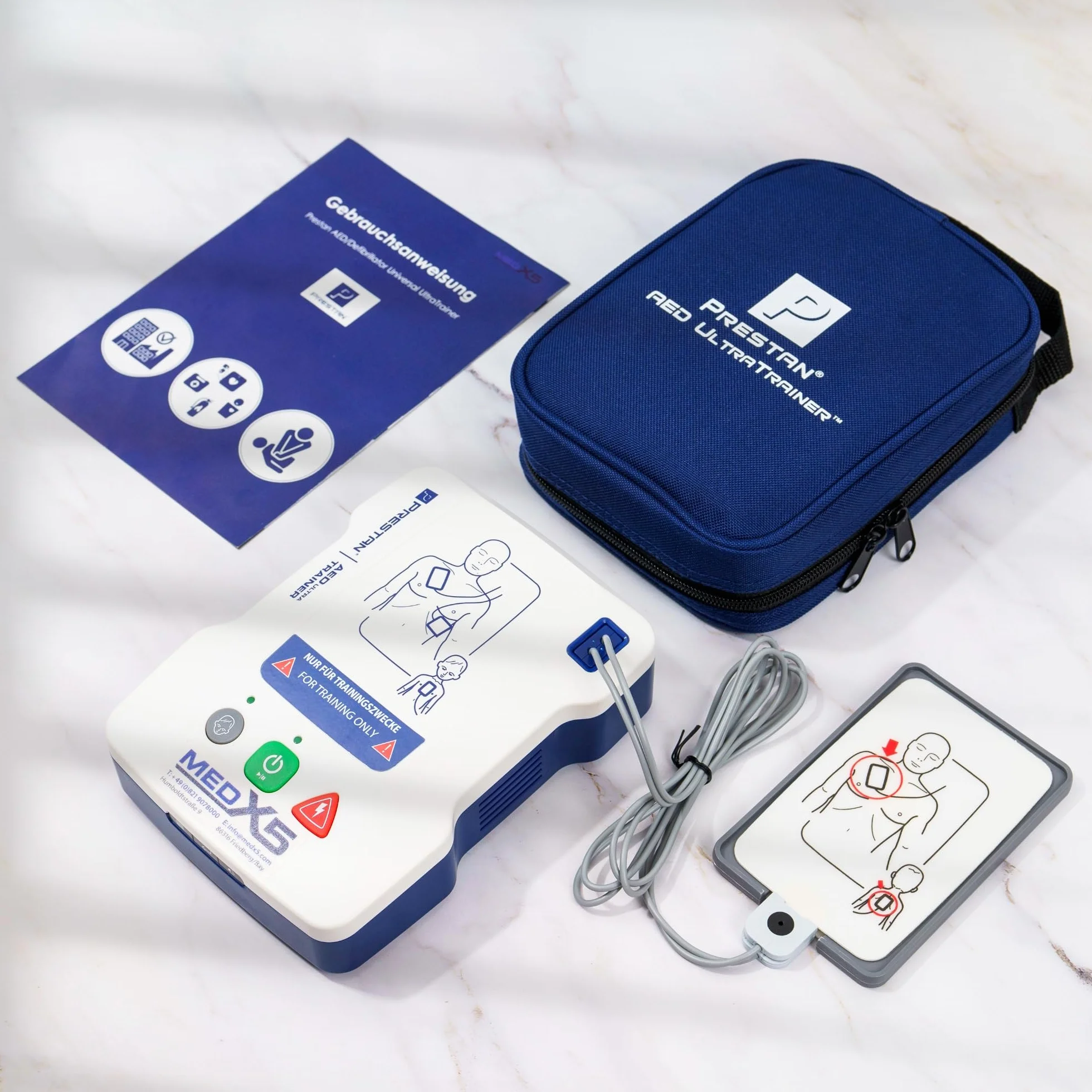 MedX5 Universal AED/defibrilador UltraTrainer, alemán/inglés, 3 años garantía