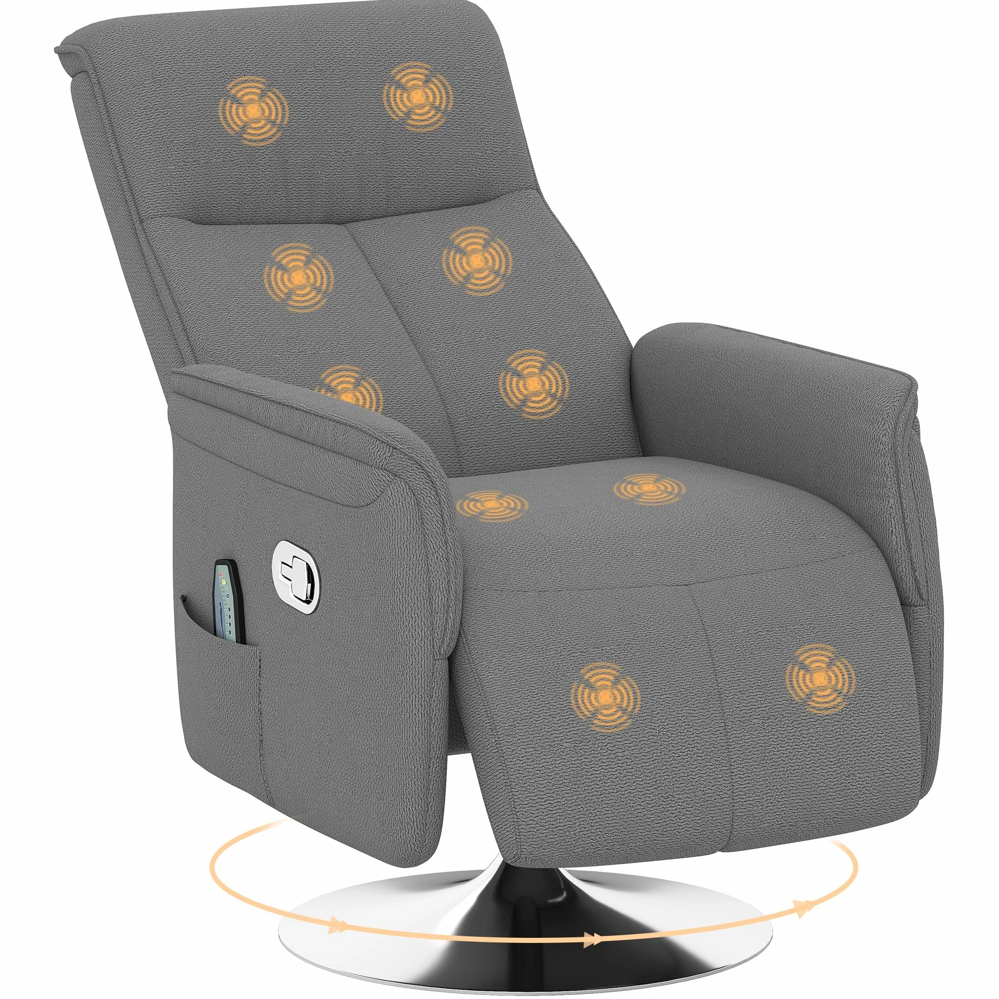 HOMCOM Sillón Relax Reclinable con Reposapiés Masaje 10 Puntos Giratorio 360° Mando a Distancia Gris