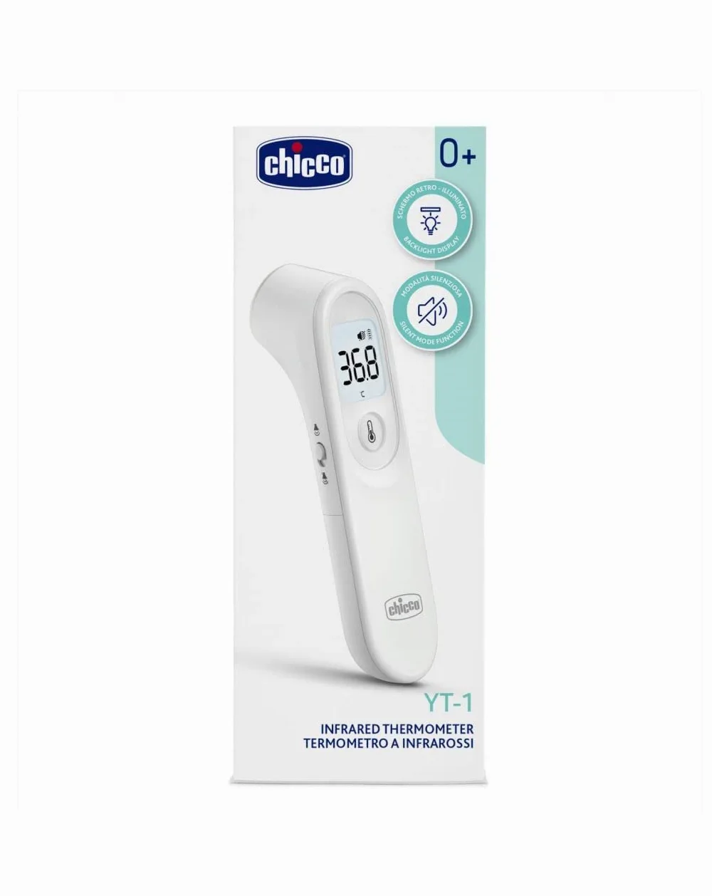 Chicco Termómetro infrarrojo YT-1 con pantalla retroiluminada, modo silencioso, práctico y funcional con señal vibratoria a partir de 0 meses