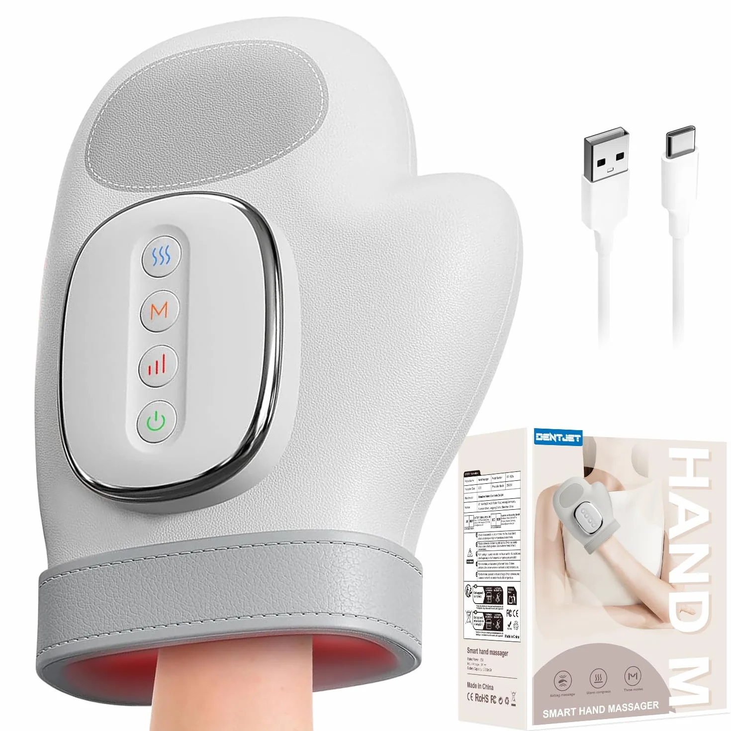 Masajeador eléctrico Shiatsu de manos inteligente con compresión de calor, 3 modos para artritis y túnel carpiano