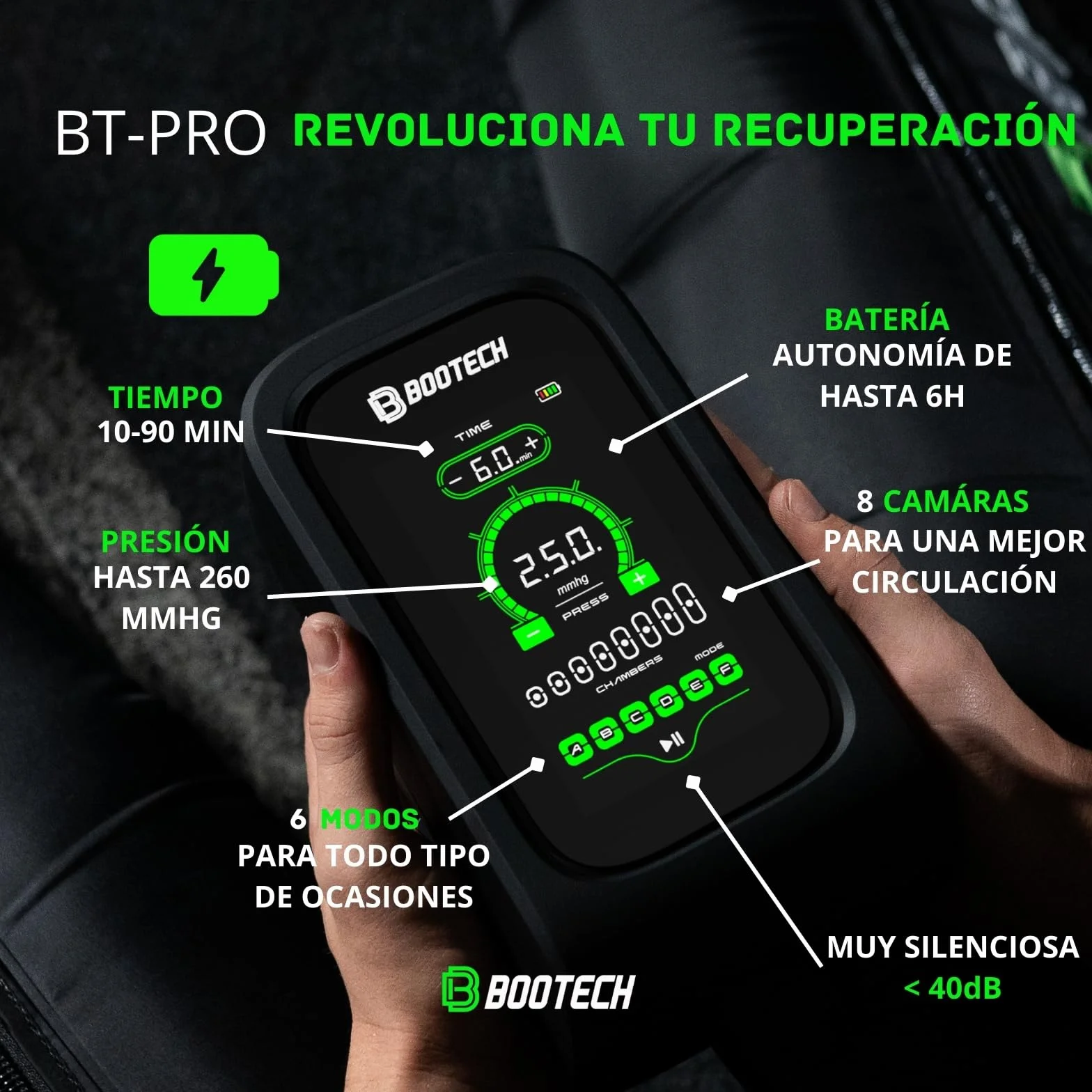 Pantalones de Presoterapia Inalámbricos 8 Cámaras Piernas Glúteos Cintura Masajeador Drenaje Linfático Circulación Recuperación Deportiva 3 Años Garantía