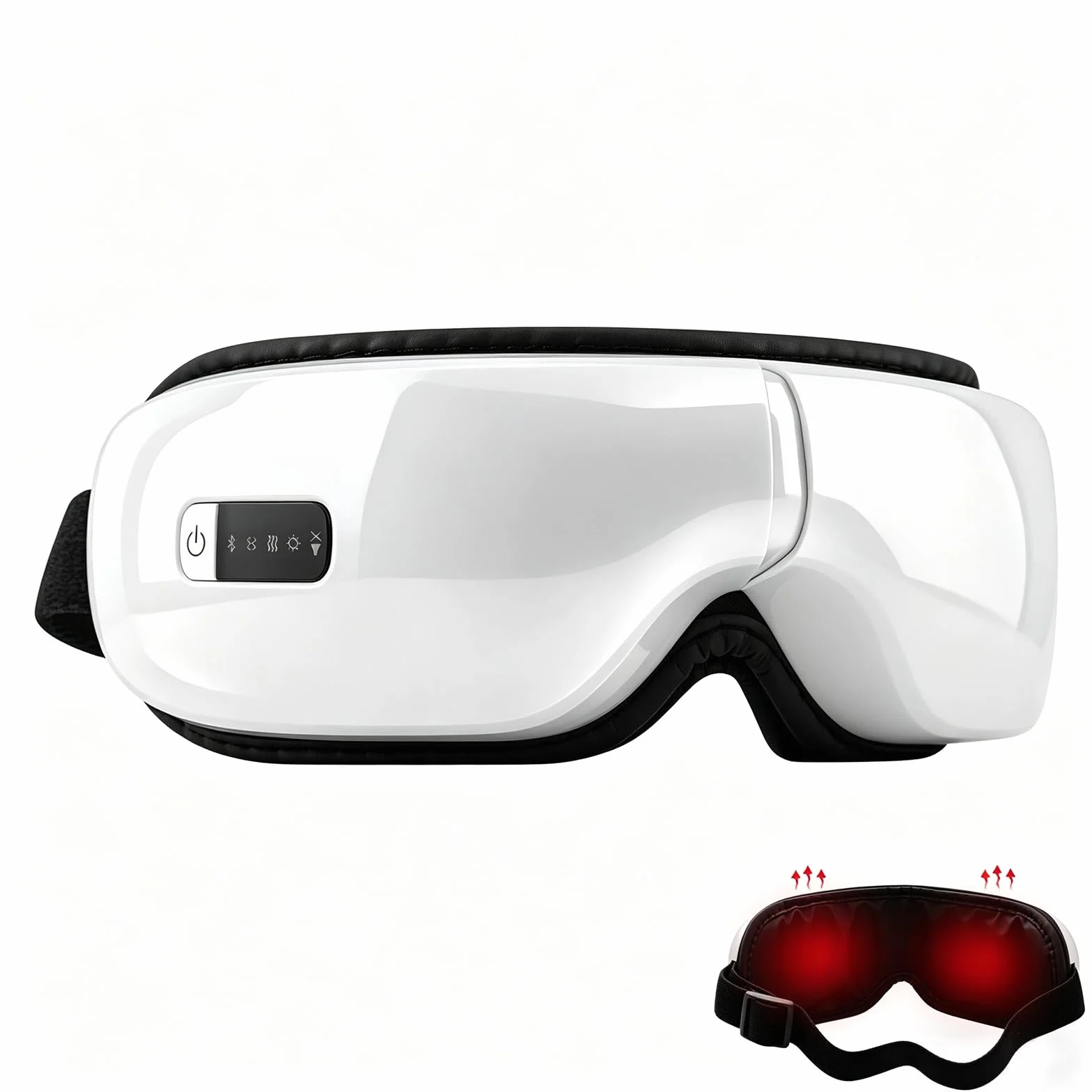 Masajeador de ojos con compresión térmica, vibración y música Bluetooth, recargable, 5 modos