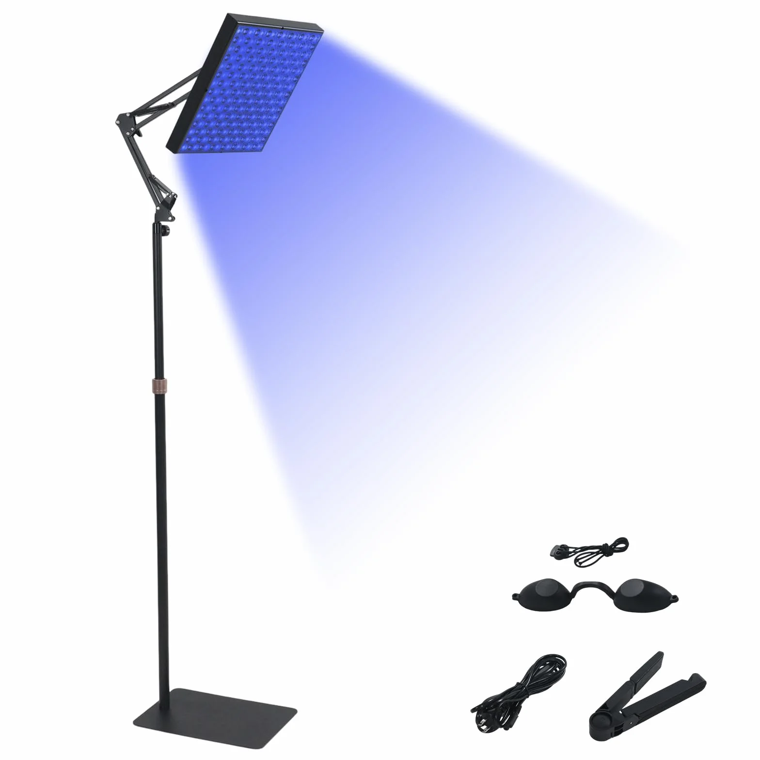 Solarium para el hogar, 45 W, lámpara de bronceado, con 225 ledes de 460 NM, para cara y cuerpo, bronceador facial con soporte ajustable y plegable (negro)