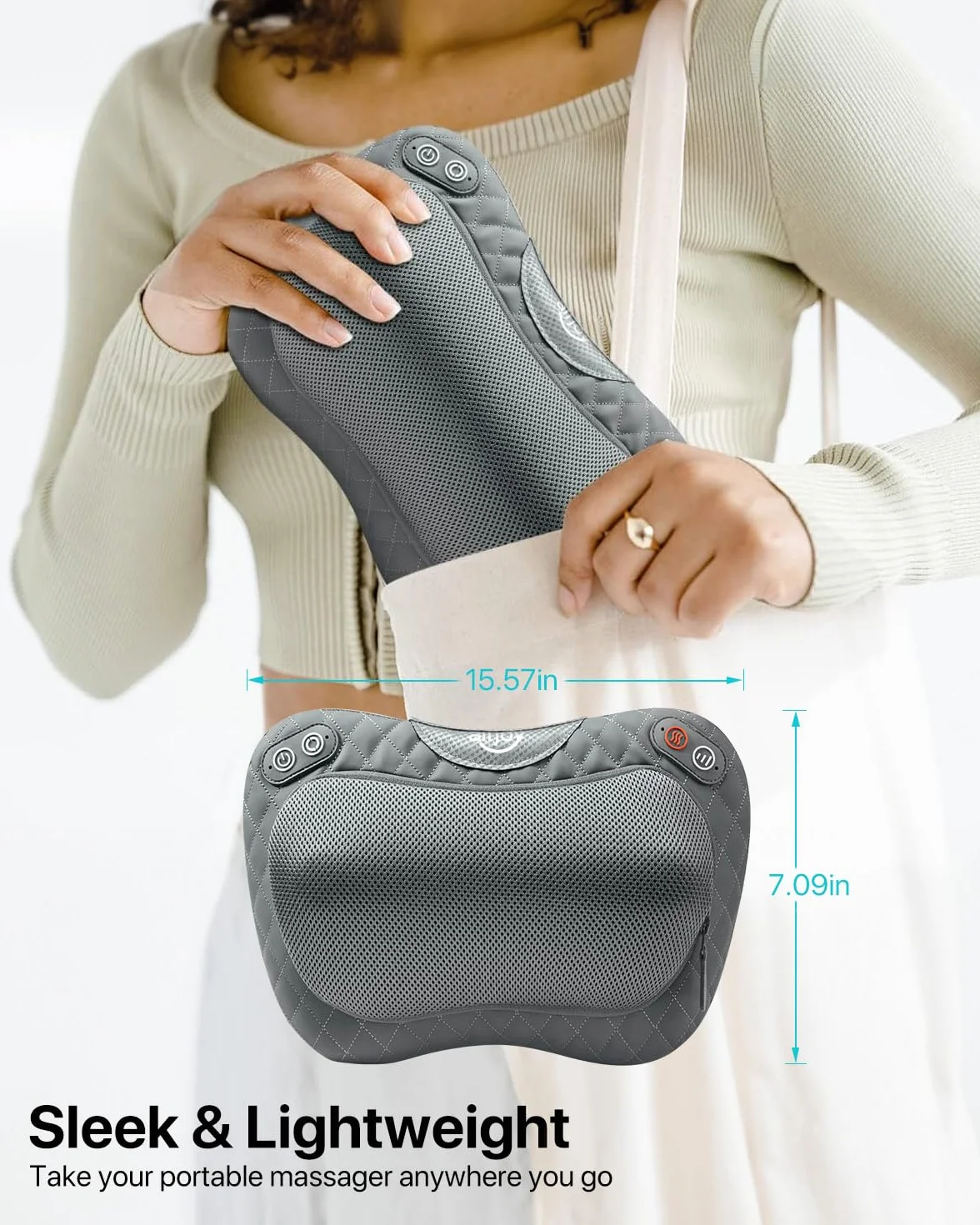 ALLJOY Cojín de Masaje Inalámbrico Shiatsu con Calor para Cuello y Espalda, 3 Niveles 4 Nodos, Regalo para Coche Hogar