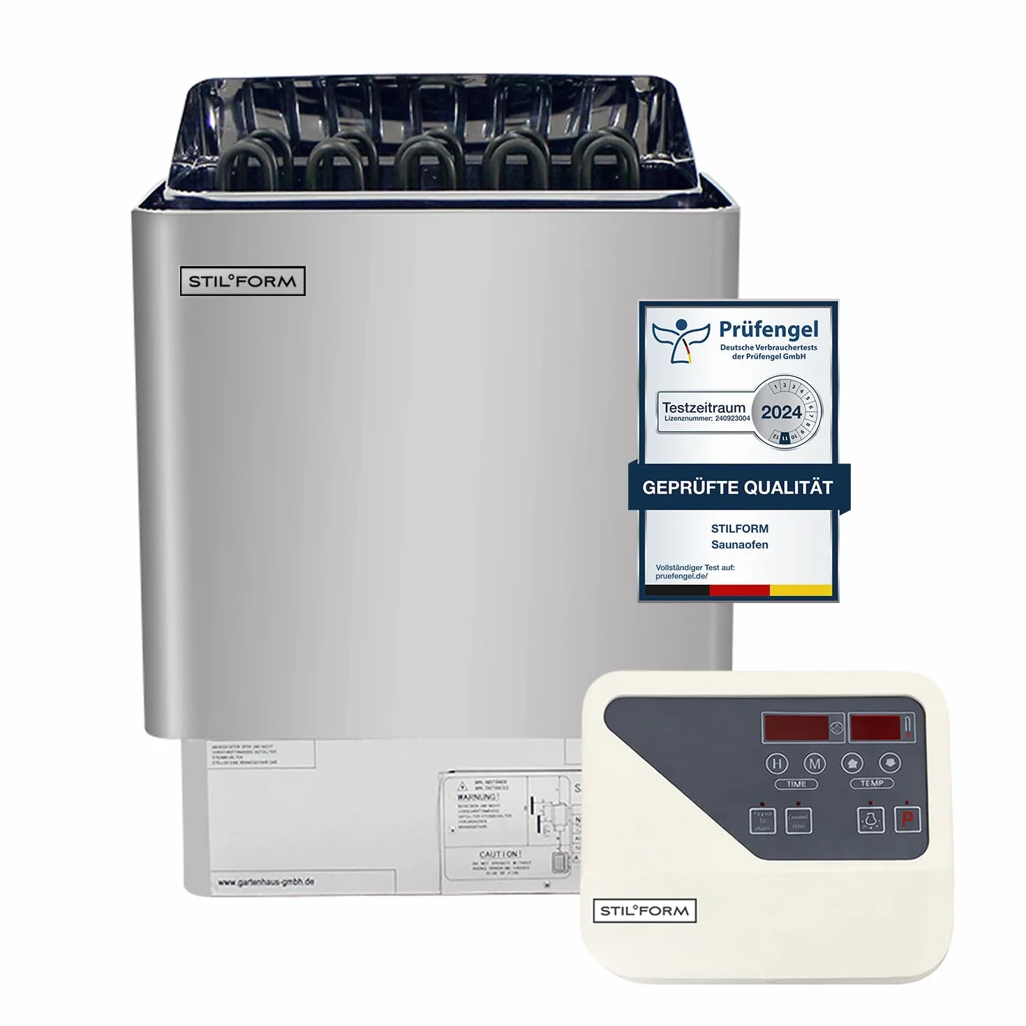 Estufa para sauna Thermolux de 4,5 kW con control táctil, sin piedras de sauna, calentador de sauna eléctrico finlandés Gunmetal, dispositivo de calentamiento de sauna eléctrico, juego de sauna