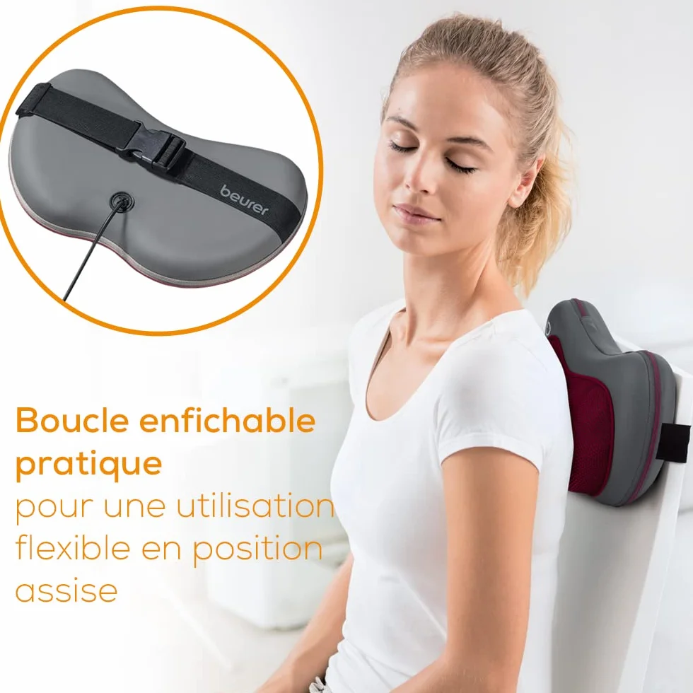 Beurer MG 149 Cojín de Masaje Shiatsu, masajeador cervical y espalda, 4 cabezales, función de calor