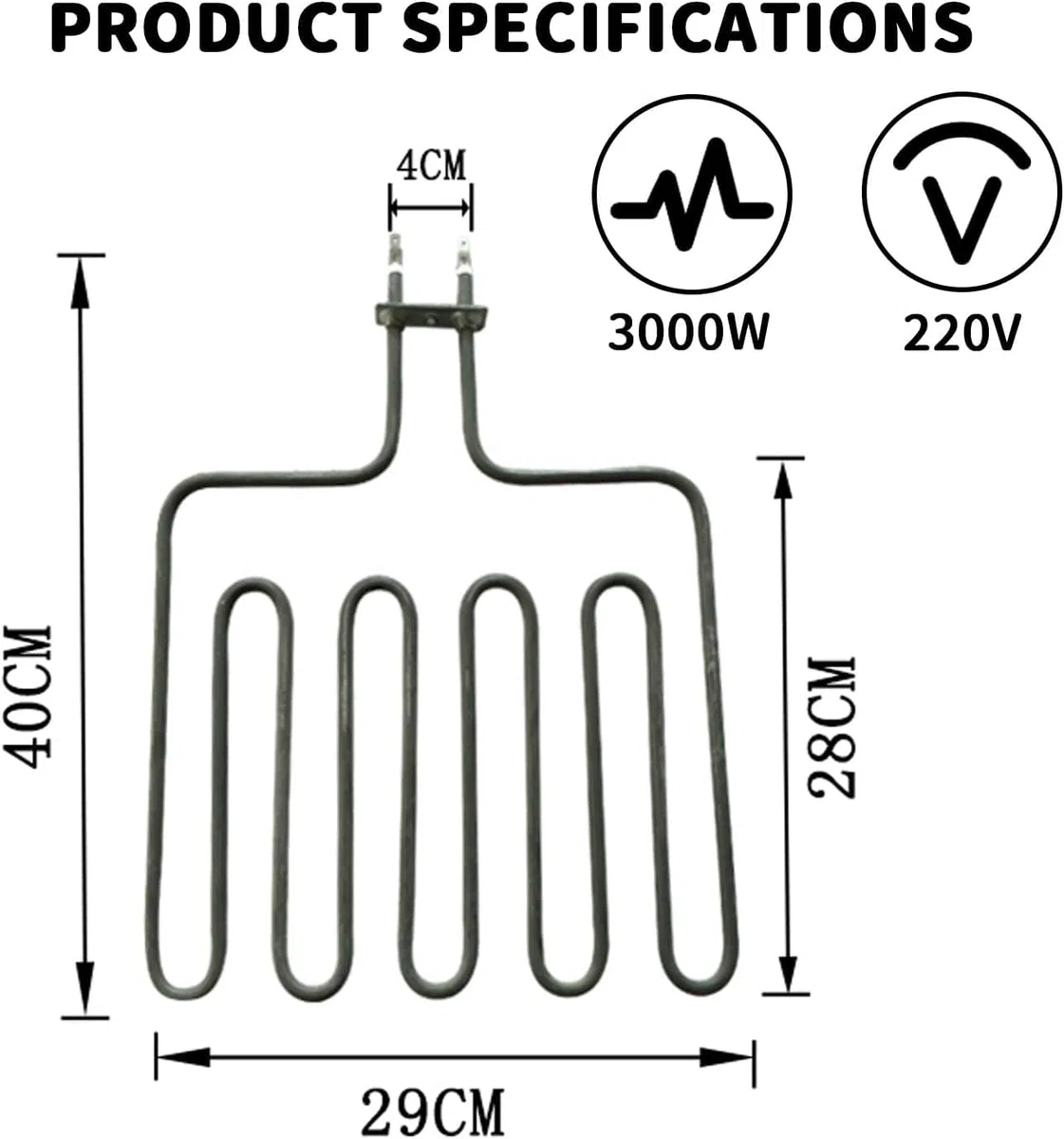 2PCS Varilla Calefactora 3000 W para Estufa de Sauna, Elemento Calefactor de Sauna, Elemento para Estufas de Sauna Acero Inoxidable, para Saunas, Clubes, Spas, Hoteles