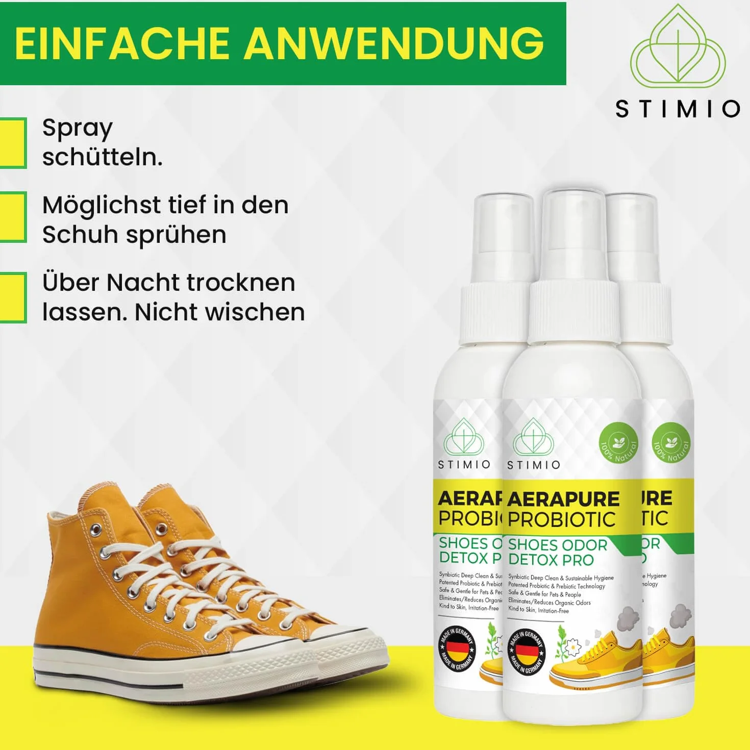 Antiodor Set Antiolor para Zapatos 8x Bolsas Carbón Activo Spray Probiótico 100ml
