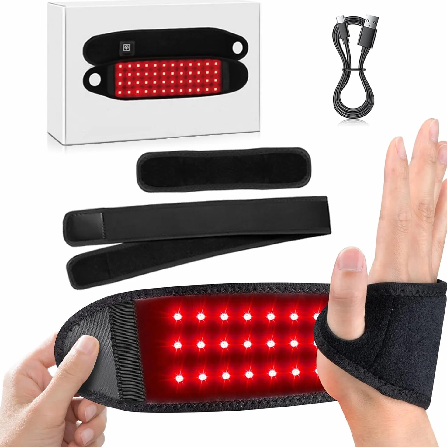 Terapia infrarroja y terapia de luz roja: terapia con luz roja con longitudes de onda duales de 660 nm y 850 nm, alivio del dolor para manos, muñecas, cuello, espalda y piernas | Recuperación muscular