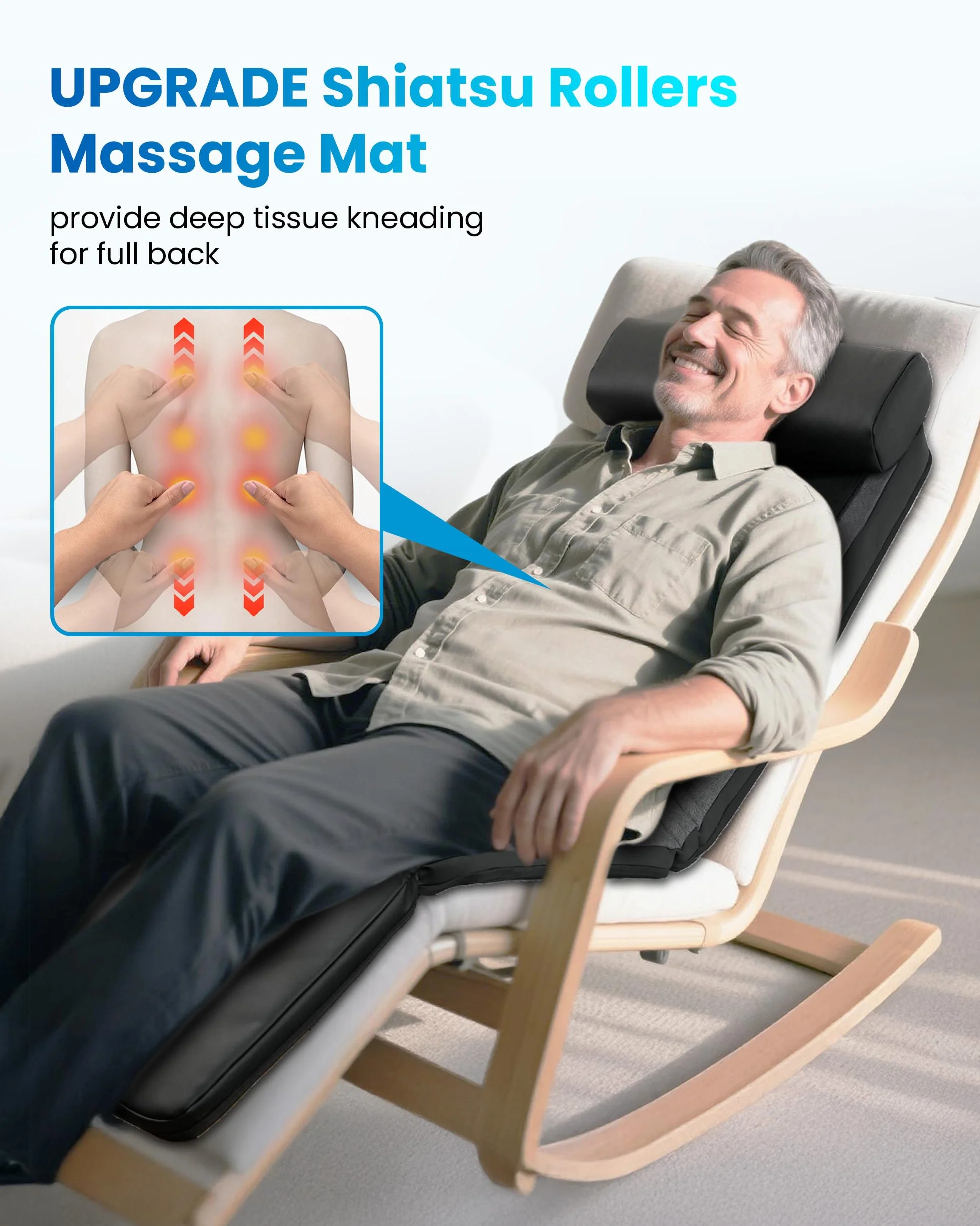 COMFIER Colchoneta de Masaje Cuerpo Completo con Calor y Masaje Shiatsu en la Espalda, Masaje Profundo, Masajeador de Espalda Función de Vibración, Apta para Sillas, Sofás o Camas, Regalo Mujer Hombre