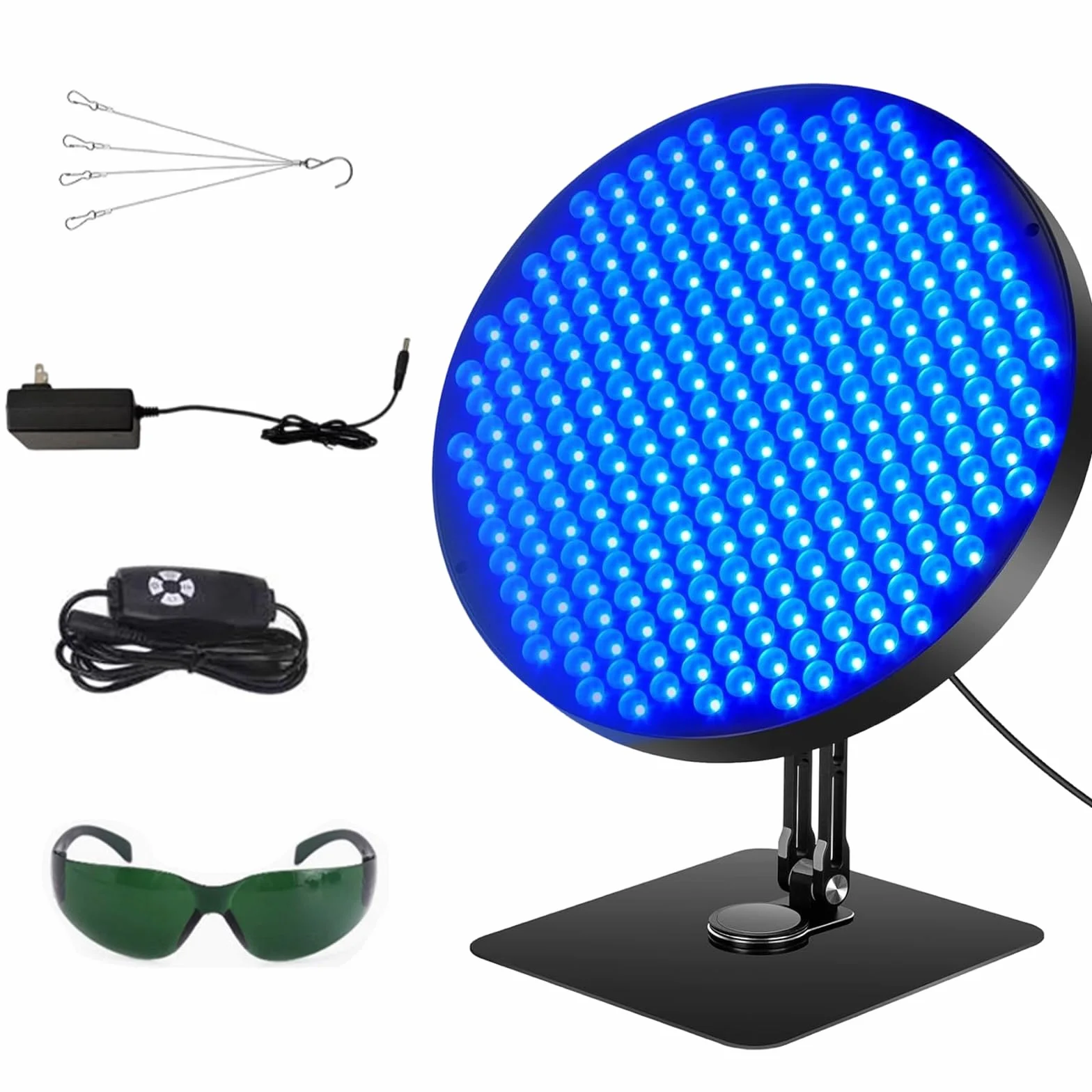 Solarium para el hogar, 460 NM, luz bronceadora con 250 LED, 50 W, lámpara de bronceado con gafas de sol, soporte de metal ajustable 360° y temporizador, lámpara de bronceado facial para cuerpo y cara
