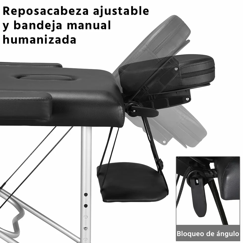 Yaheetech Camilla Masaje Plegable Portátil 2 Zonas 250 kg 213 x 80 cm Negro