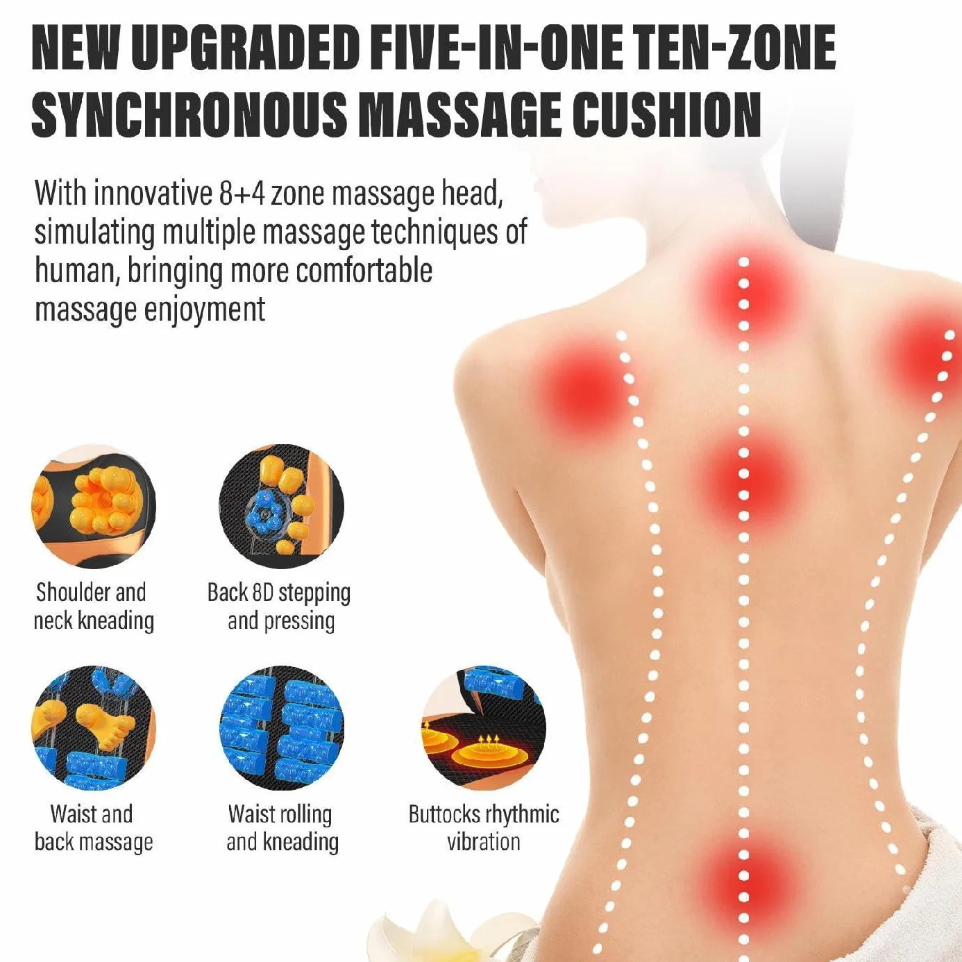 Colchoneta De Masaje De Cuerpo Completo 50x165cm,colchón De Masaje Inteligente De 9 Velocidades Con Cojín Lumbar Inflable Con Control Remoto,masajeador De Espalda De Cuello Hombros Para Aliviar