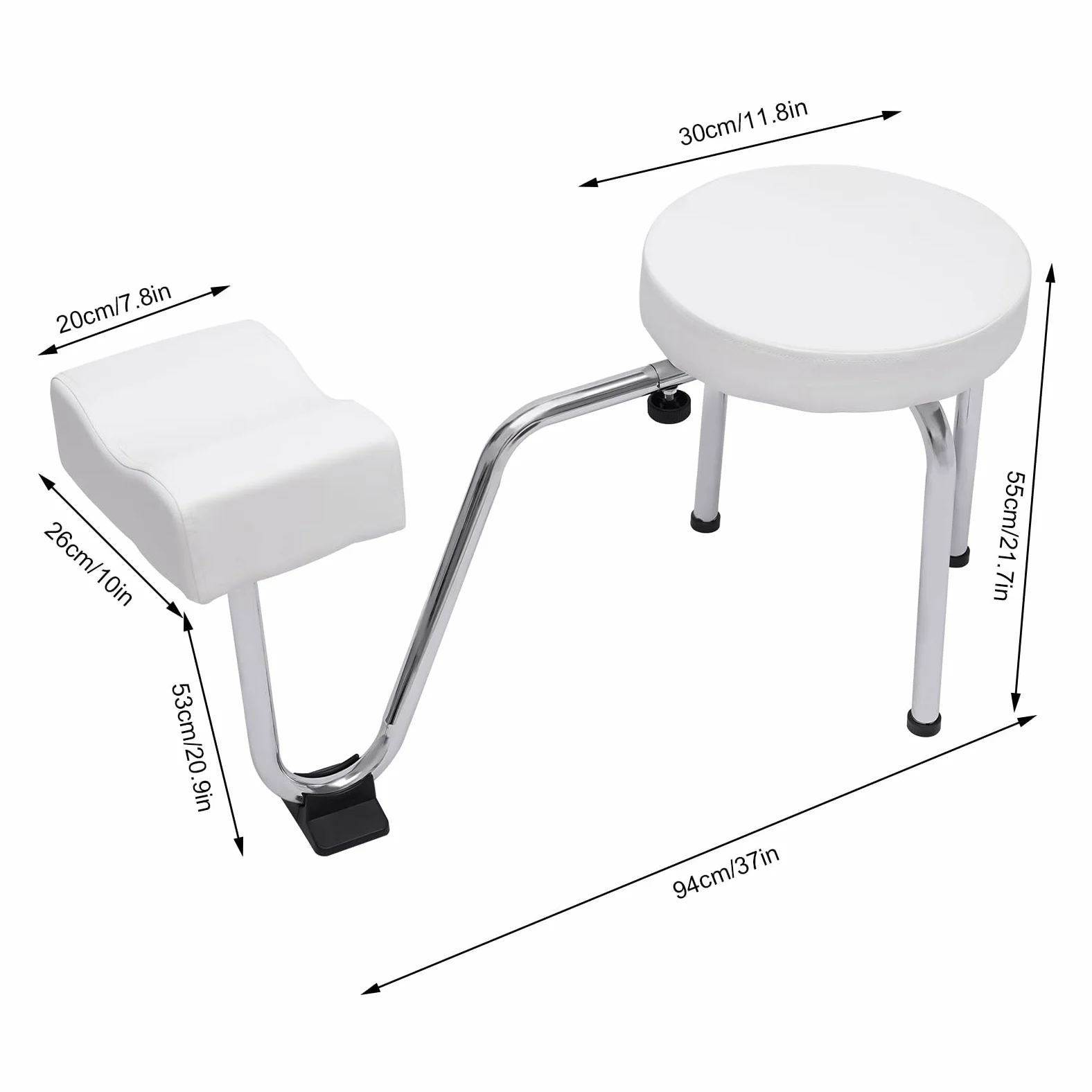 MINRS Silla para el cuidado de los pies, 2 en 1, taburete de pedicura, taburete para tatuaje, reposapiés ajustable, almohadilla de PVC para pedicura, soporte para uñas Tech, spa, belleza, salón,