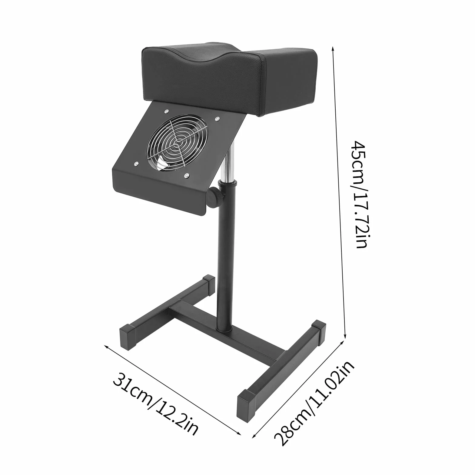 Taburete de pedicura móvil con aspiración, altura ajustable, reposapiés negro para salón de uñas