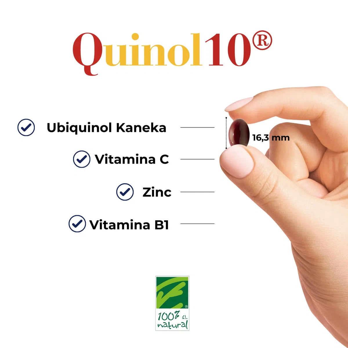 Coenzima Q10 - Ubiquinol Kaneka - 90 perlas de 100 mg - Contribuye al Funcionamiento Normal del Corazón - Vitaminas B1, C y Zinc - Ayuda a Disminuir el Cansancio - Alta Biodisponibilidad - 100%Natural
