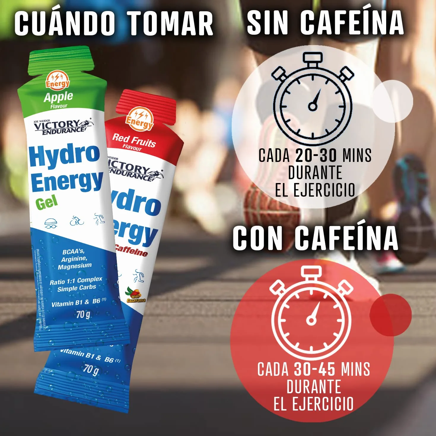 Victory Endurance Hydro Energy Gel Caffeine Red Fruit 70g 42mg Cafeína