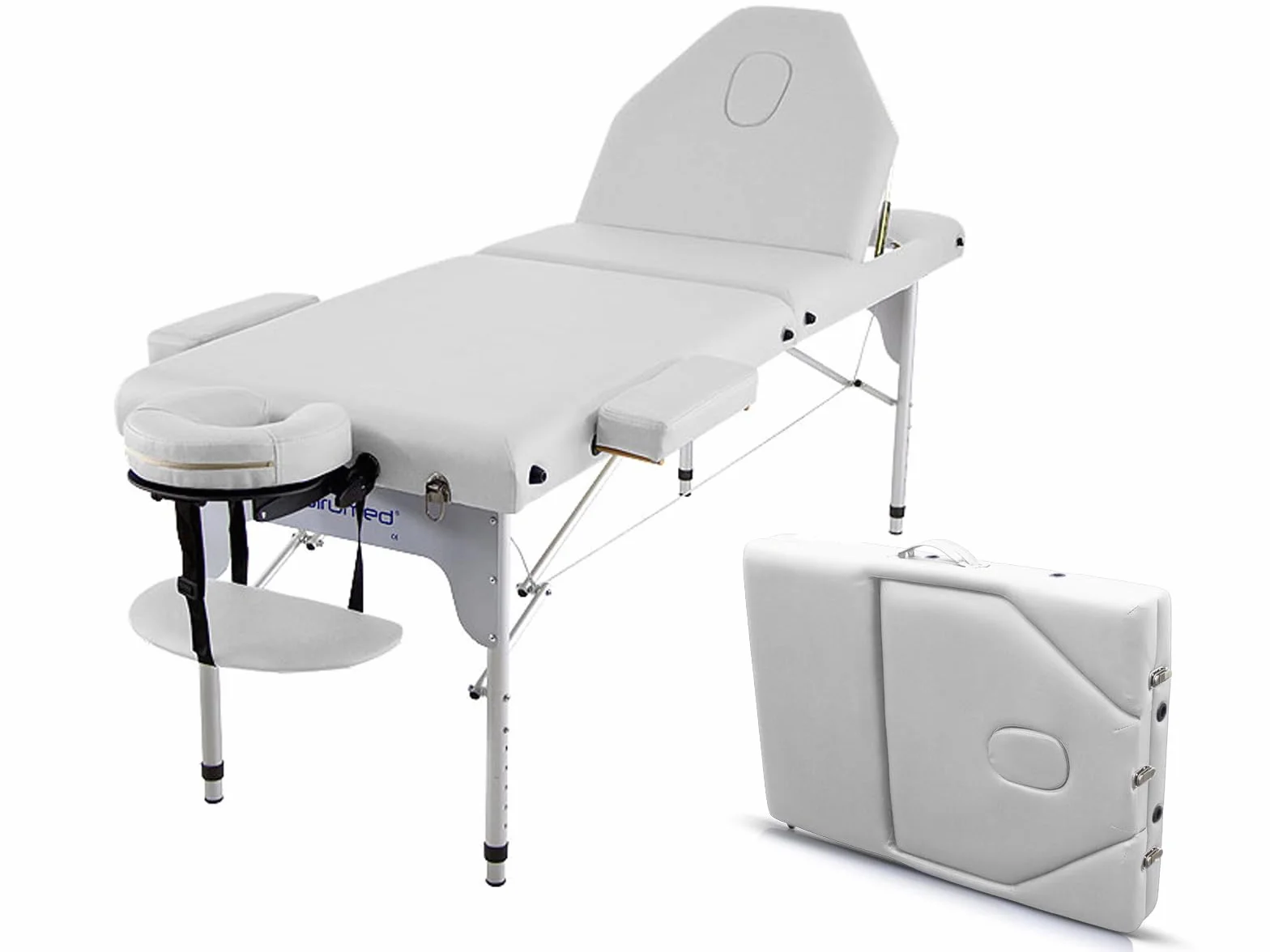 QUIRUMED Camilla de Masaje Plegable de Aluminio Elite 186x66 cm Blanca