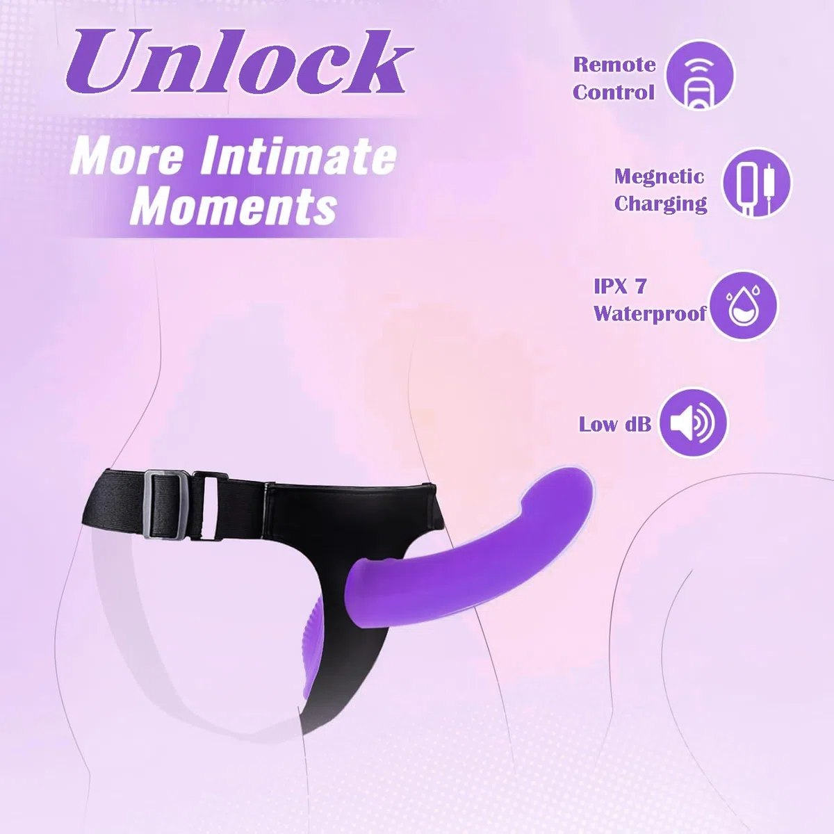 Strap-On Consolador Arnés Vibradores para Lesbianas, Doble Dildo Juguetes Sexuales para Estimulador el Anales y Clítoris para Mujeres, Arneses Sex Toys para Parejas, Adjustable, Removeable (Purple)