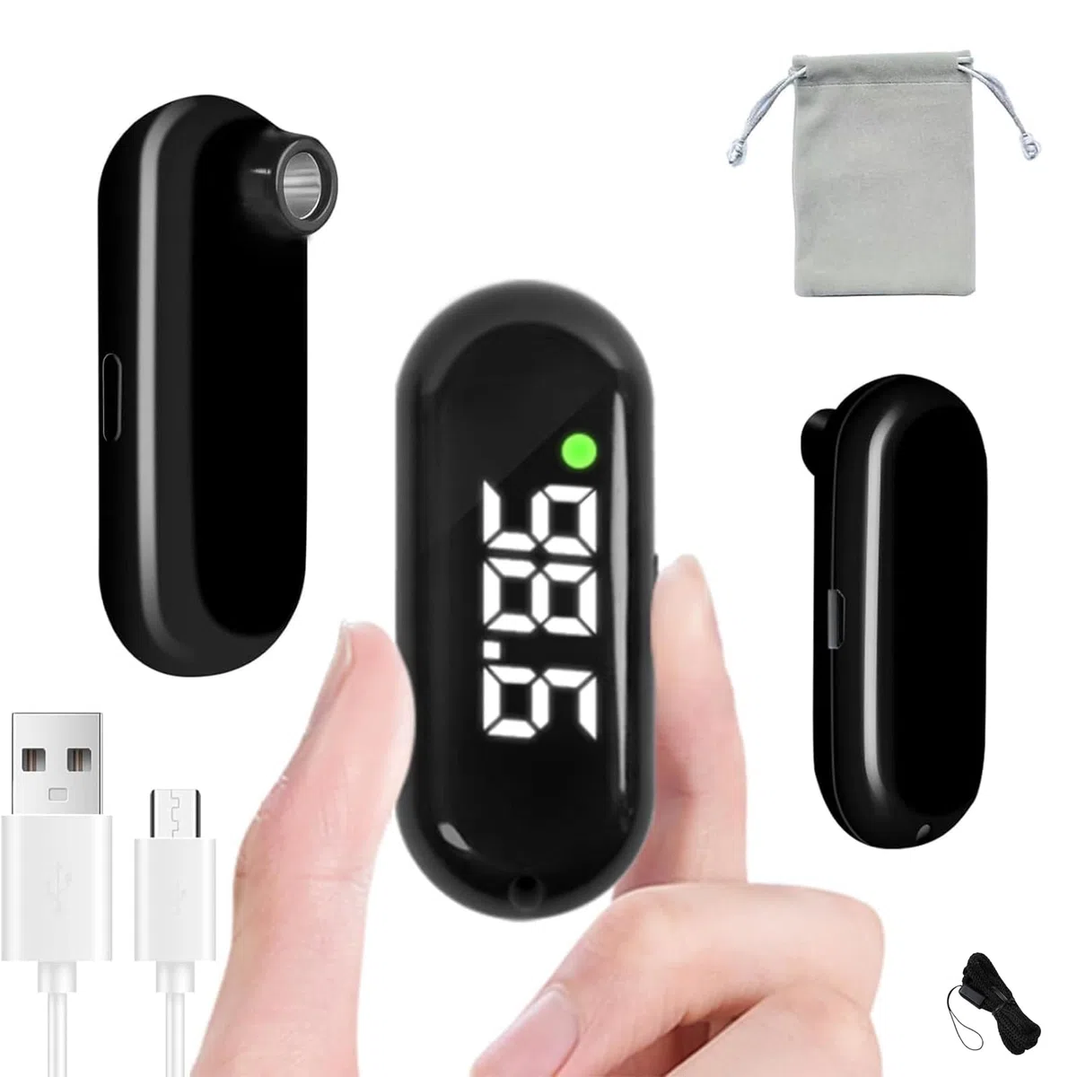 Termómetro digital médico para la frente con alarma de fiebre retroiluminada, preciso para adultos y niños (negro)