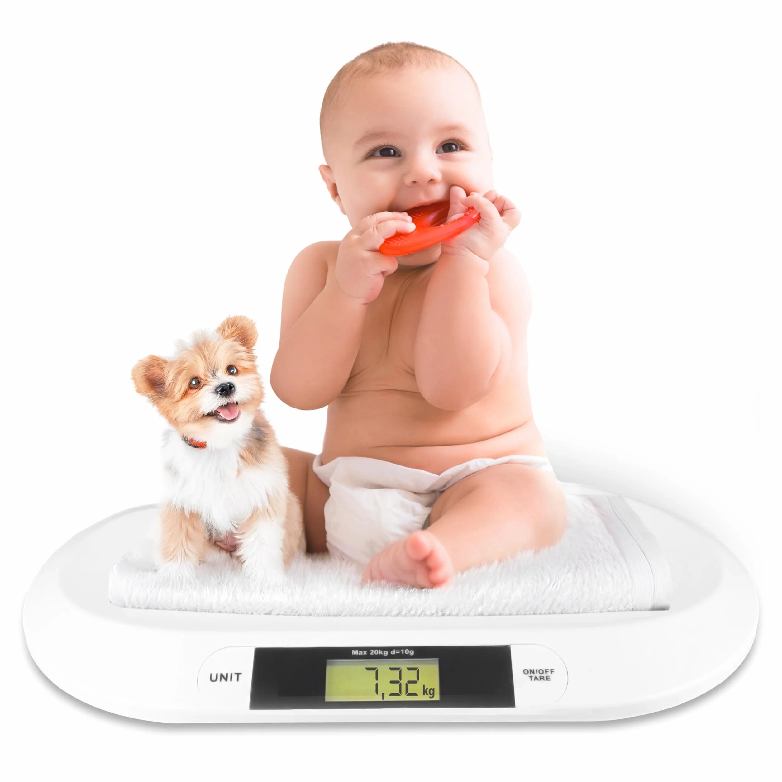 Silvergear Báscula Digital para Bebés 20 kg LED Control de Peso 54,5 x 31,5 cm Blanco