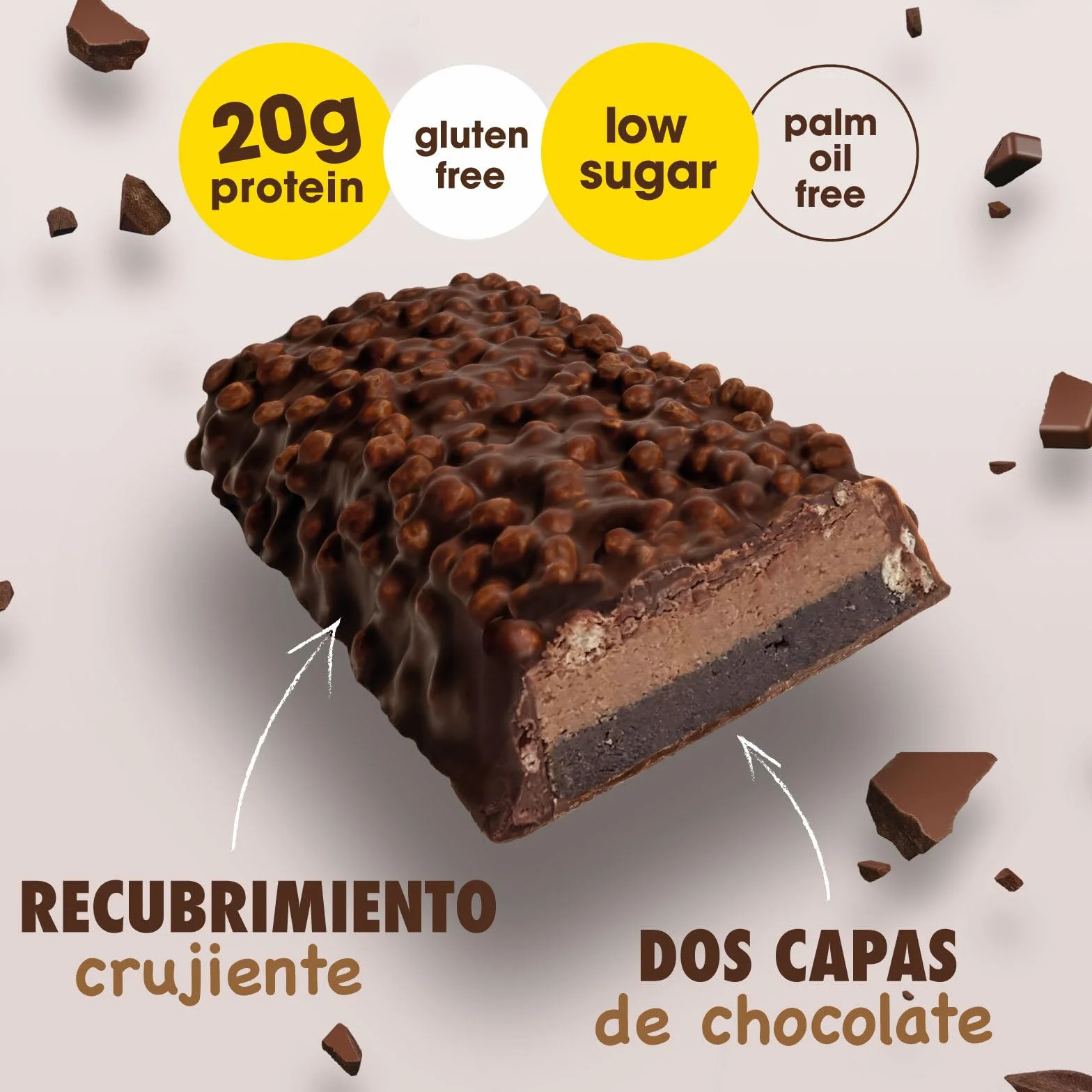 Enervit The Protein Deal Crunchy Double Choco Storm Barritas Proteicas Chocolate Negro 20g Proteínas 0,1g Azúcares Sin Gluten 12x55g