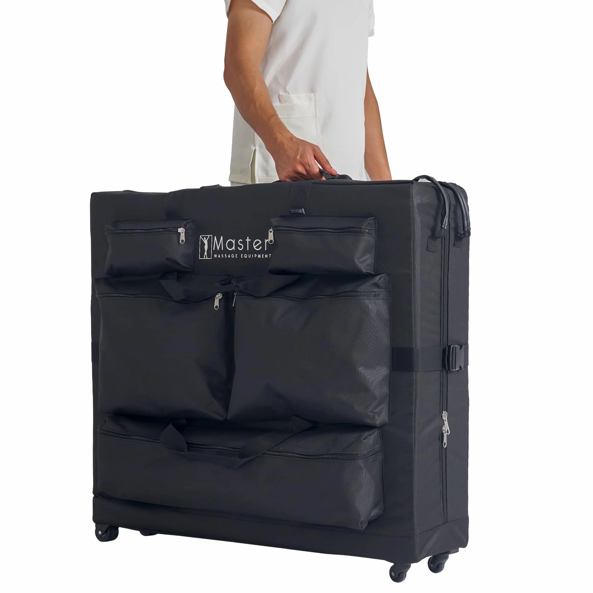 Master Massage Bolsa de transporte para camillas de masaje, nailon, negro con ruedas