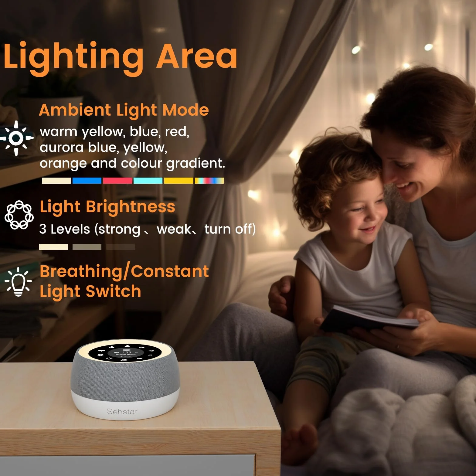 Máquina de Ruido Blanco Terapia de Sonido para Dormir 22 Ruidos Blanco/5 Yoga/5 α-Wave 7 Colores Luz Táctil