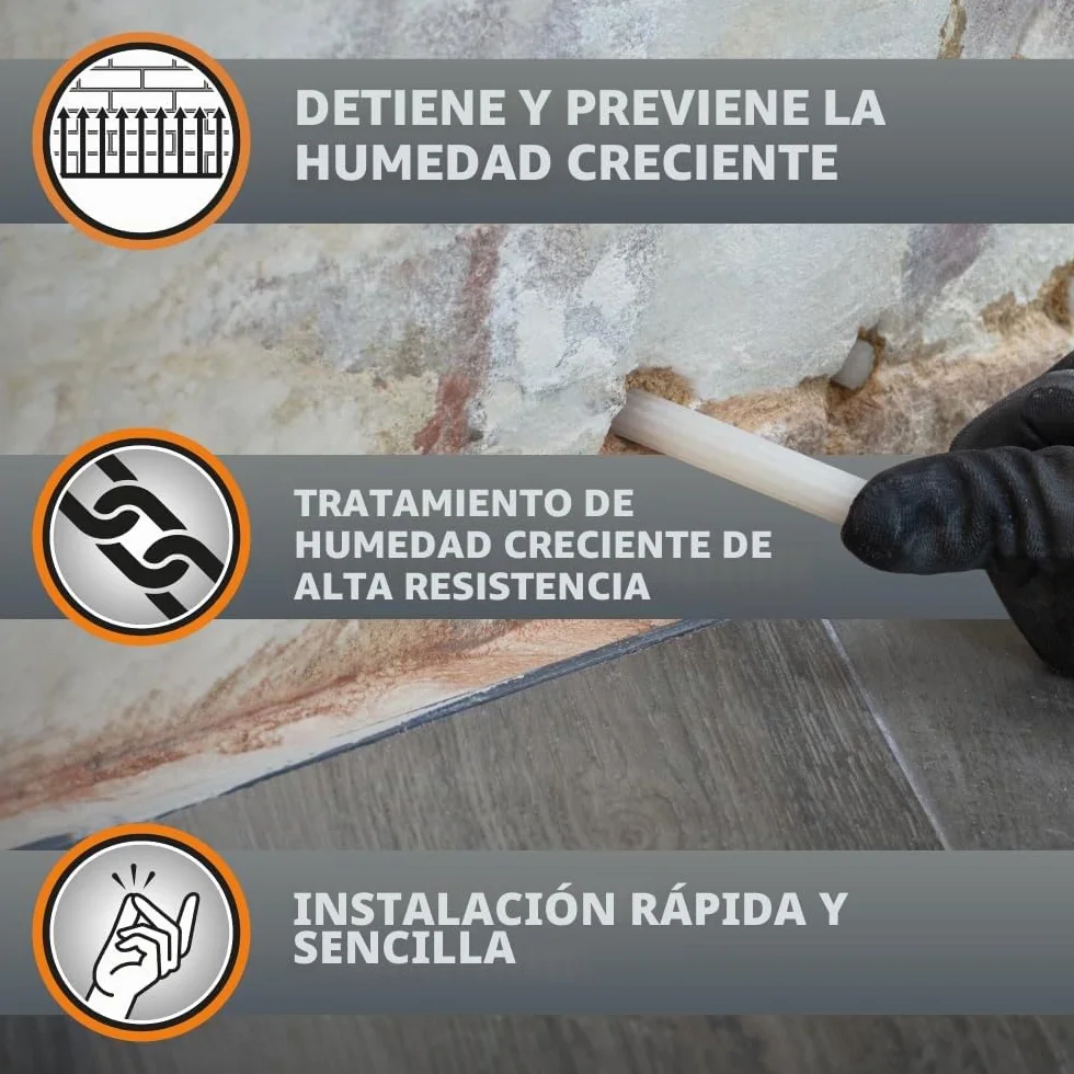 Dryrod Barritas Hidrófugas Antihumedad – Tratamiento Contra la Humedad por Capilaridad en Pared – Caja de 10