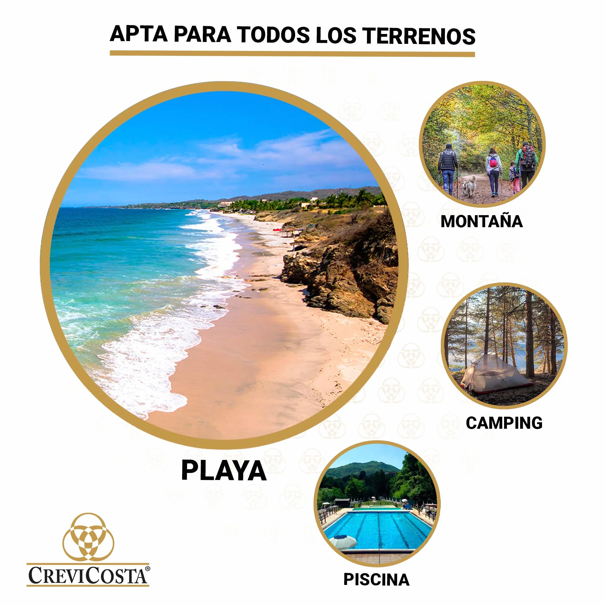CREVICOSTA Silla de Playa Tipo Masaje 9 Posiciones Plegable Abatible con Reposabrazos