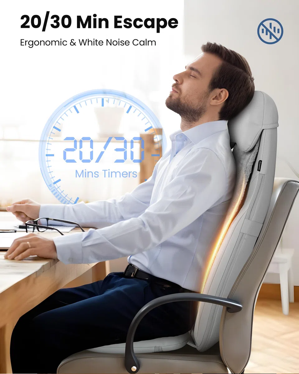 COMFIER Funda para Asiento de Masaje Shiatsu, Masajeador Cervical y Espalda, Colchoneta de Masaje con Función Calor, 3 Intensidades, para el Hogar y la Oficina