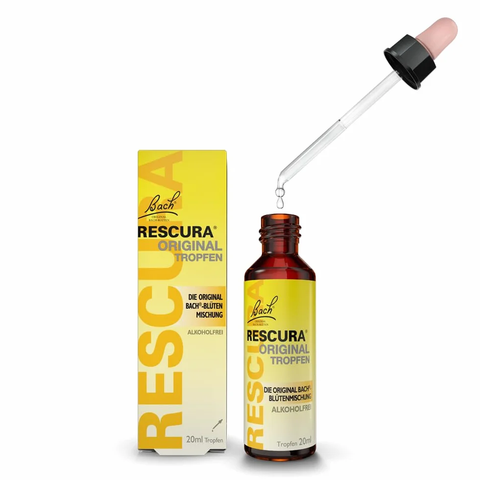 Gotas originales BACH RESCURA sin alcohol: (anteriormente Rescue) mezcla de flores de Bach, 20 ml