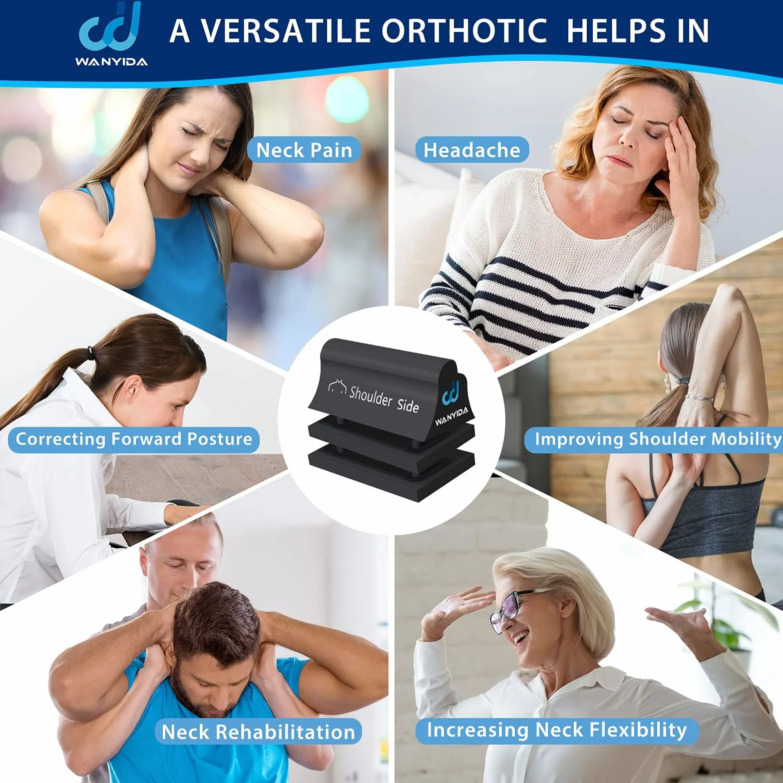 WANYIDA Relajante de cuello y hombros, almohadas quiroprácticas para aliviar el dolor, dispositivo de tracción cervical para alineación de la columna cervical.