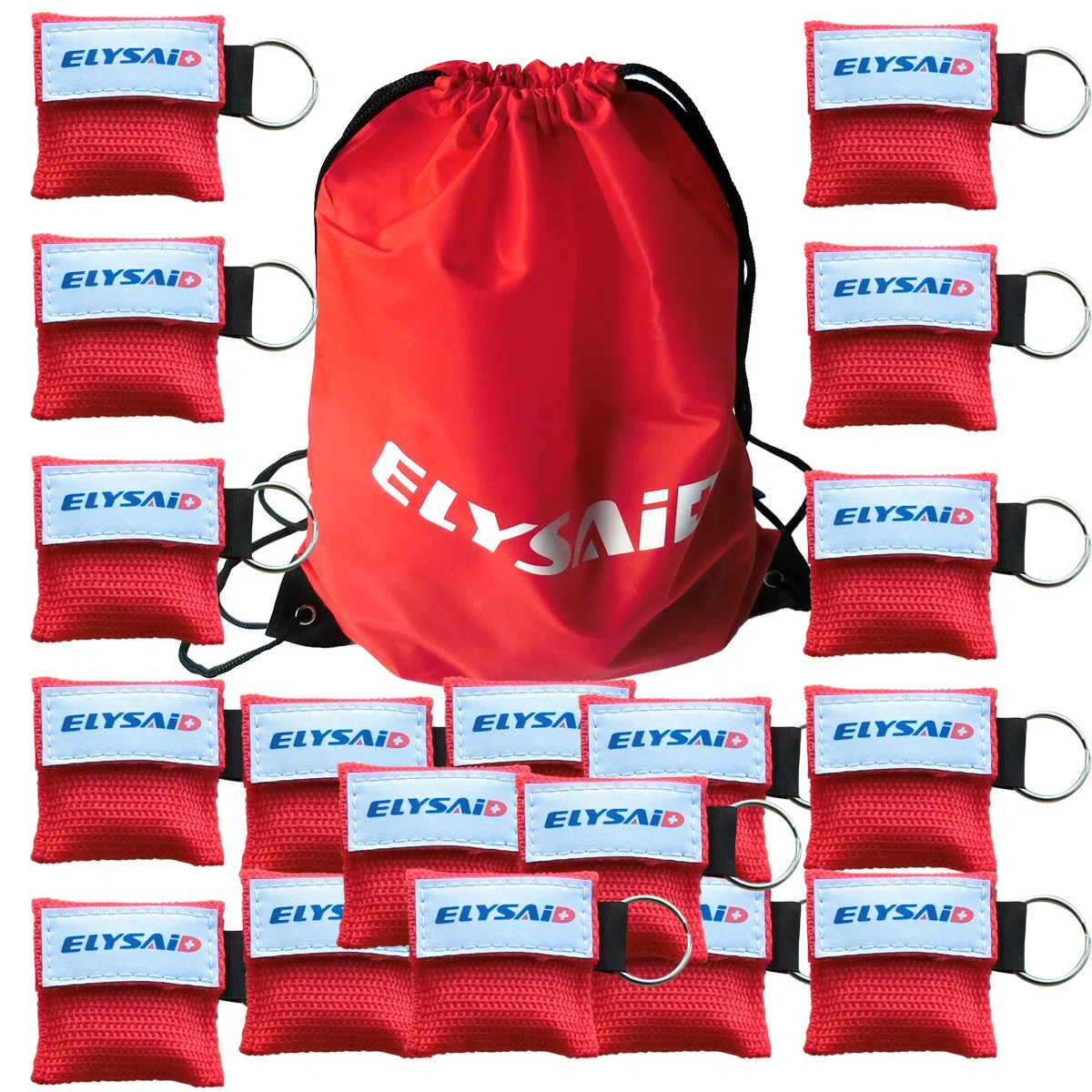 Paquete de 100 CPR Mask Face Shield con llavero y One-way válvula para primeros auxilios/rescate, CPR Barrera de respiración boca a boca protección escudo de reanimación en una bolsa de llavero