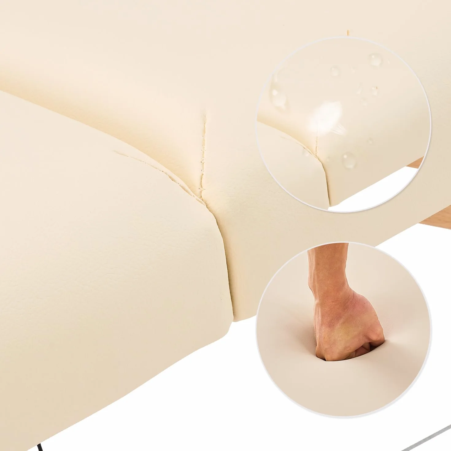 YOUNIKE Camilla de Masaje Plegable Portátil 2 Zonas Ajustable Altura Beige