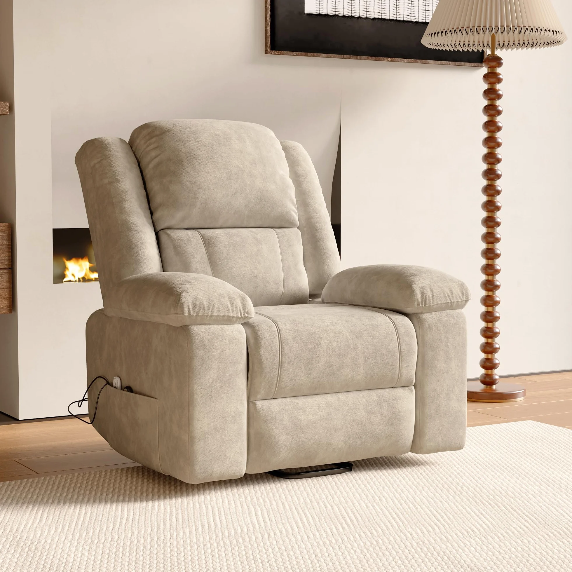 Sillón Relax Reclinable Eléctrico Masaje con 8 Zonas de Masaje y 2 Puntos de Calor (Marrón)