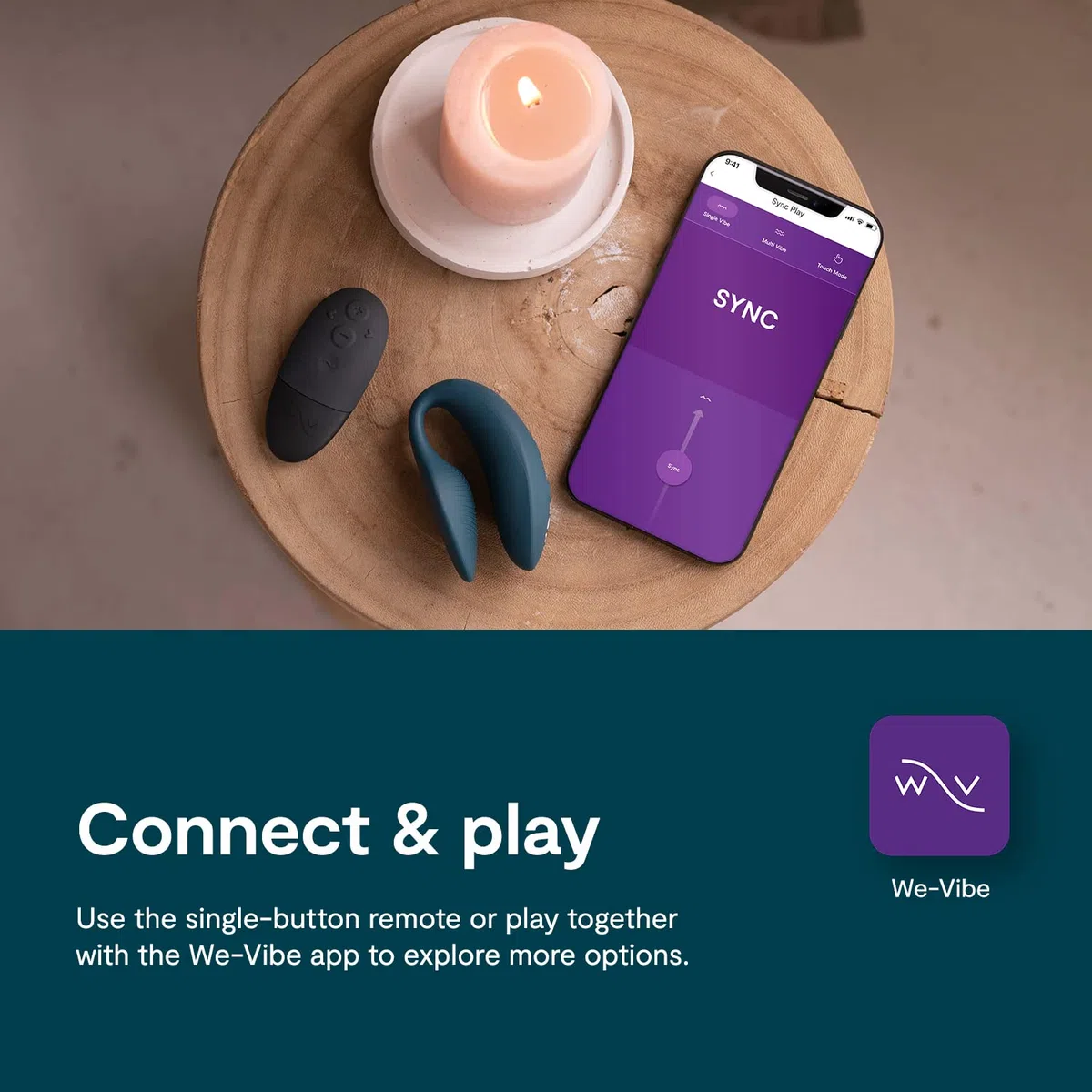 We-Vibe Sync 2 Vibrador para parejas con control por mando - Juguete sexual vibrante - Estimulación del punto G y del clítoris - Control por app y por mando - Para juegos sexuales de adultos - Verde