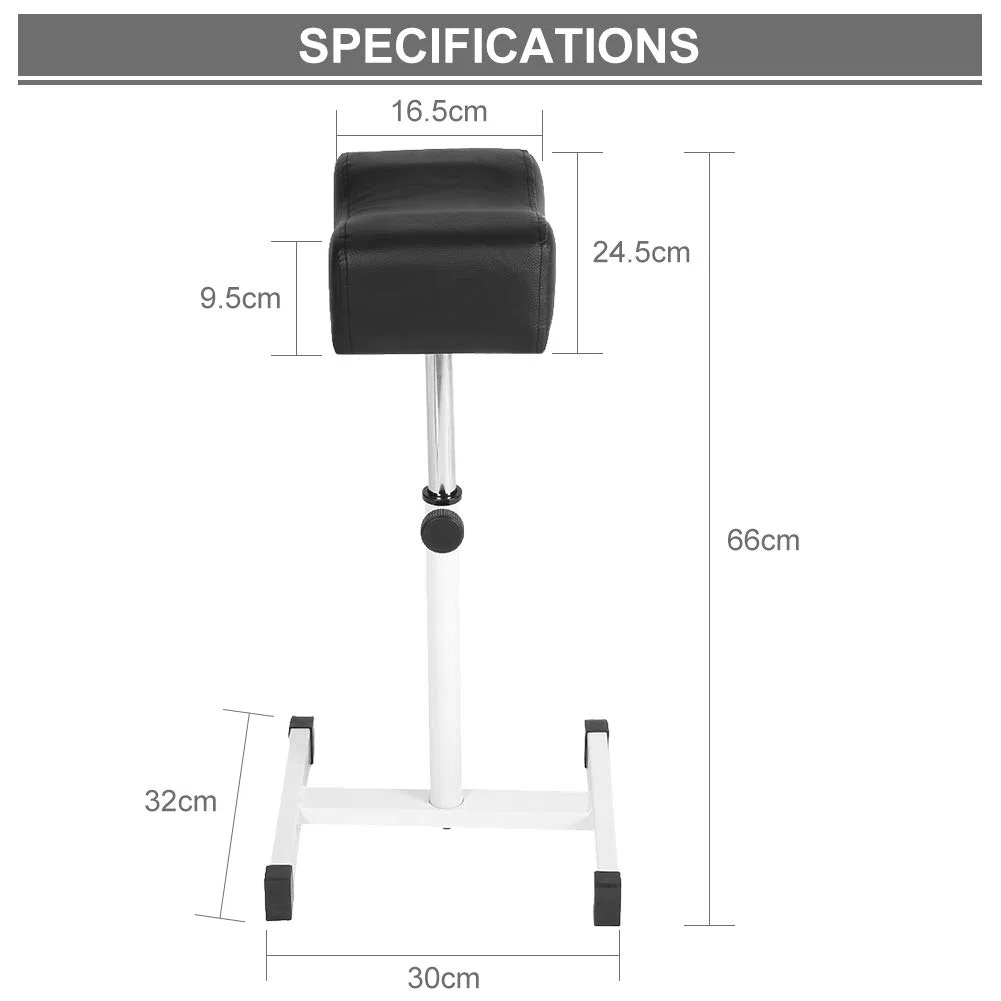 Taburete para Pedicura, Reposapiés Regulable en Altura, Negro, 48-68 cm, para Salón y SPA