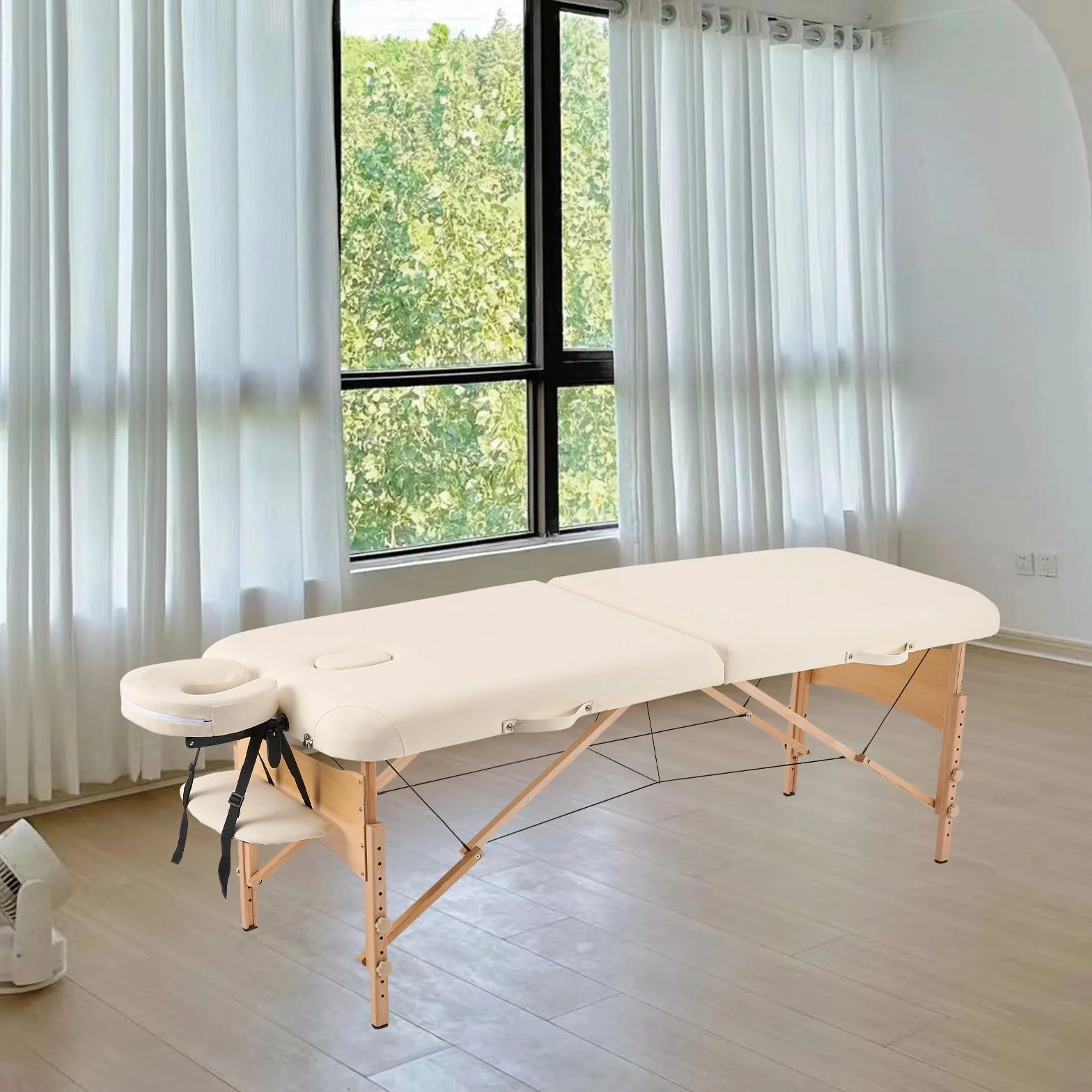 YOUNIKE Camilla Masaje Plegable 2 Zonas Profesional 250kg 186×70cm Madera Haya